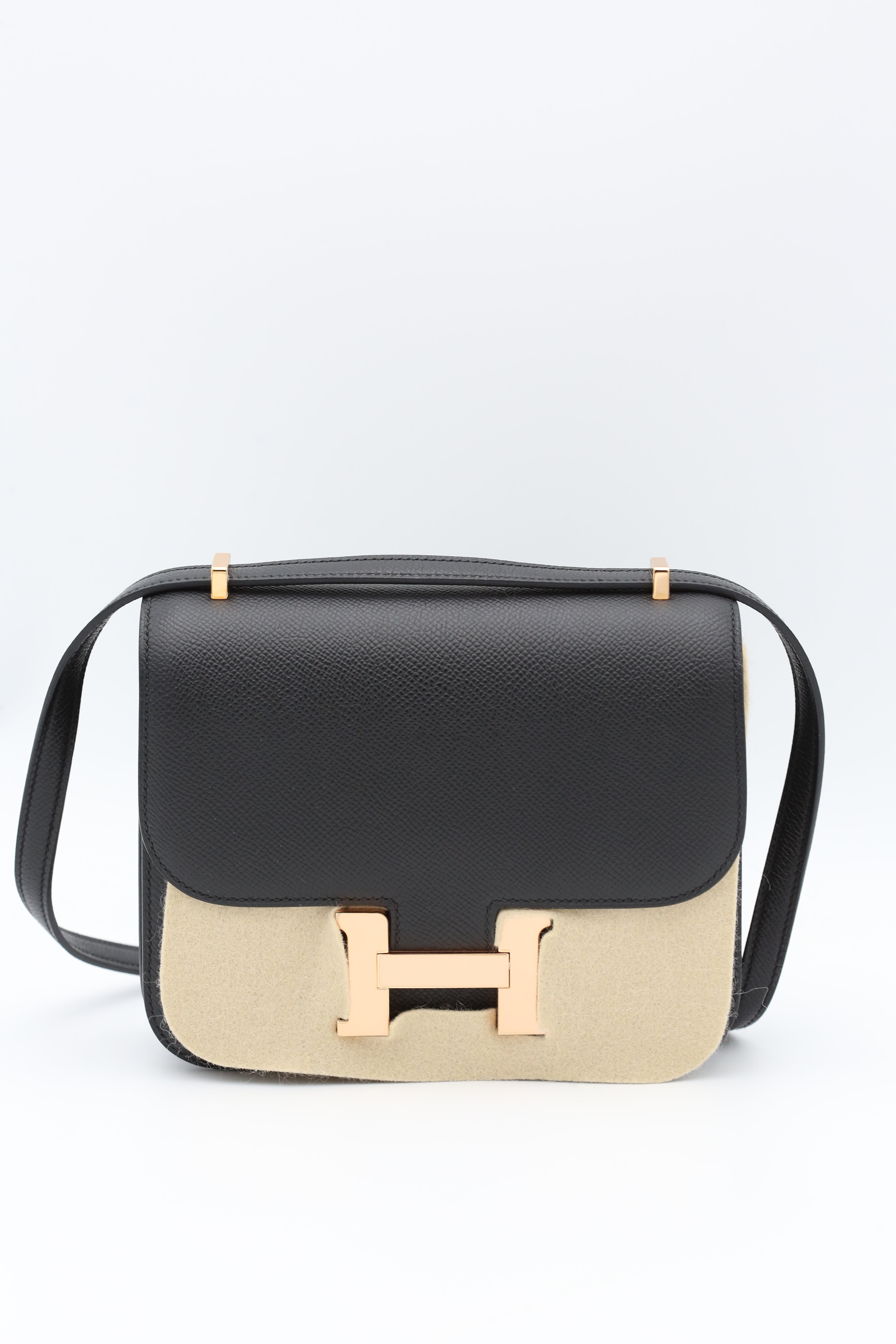 HERMÈS CONSTANCE18 BLACK EPSOM ROSE GOLD W STAMP