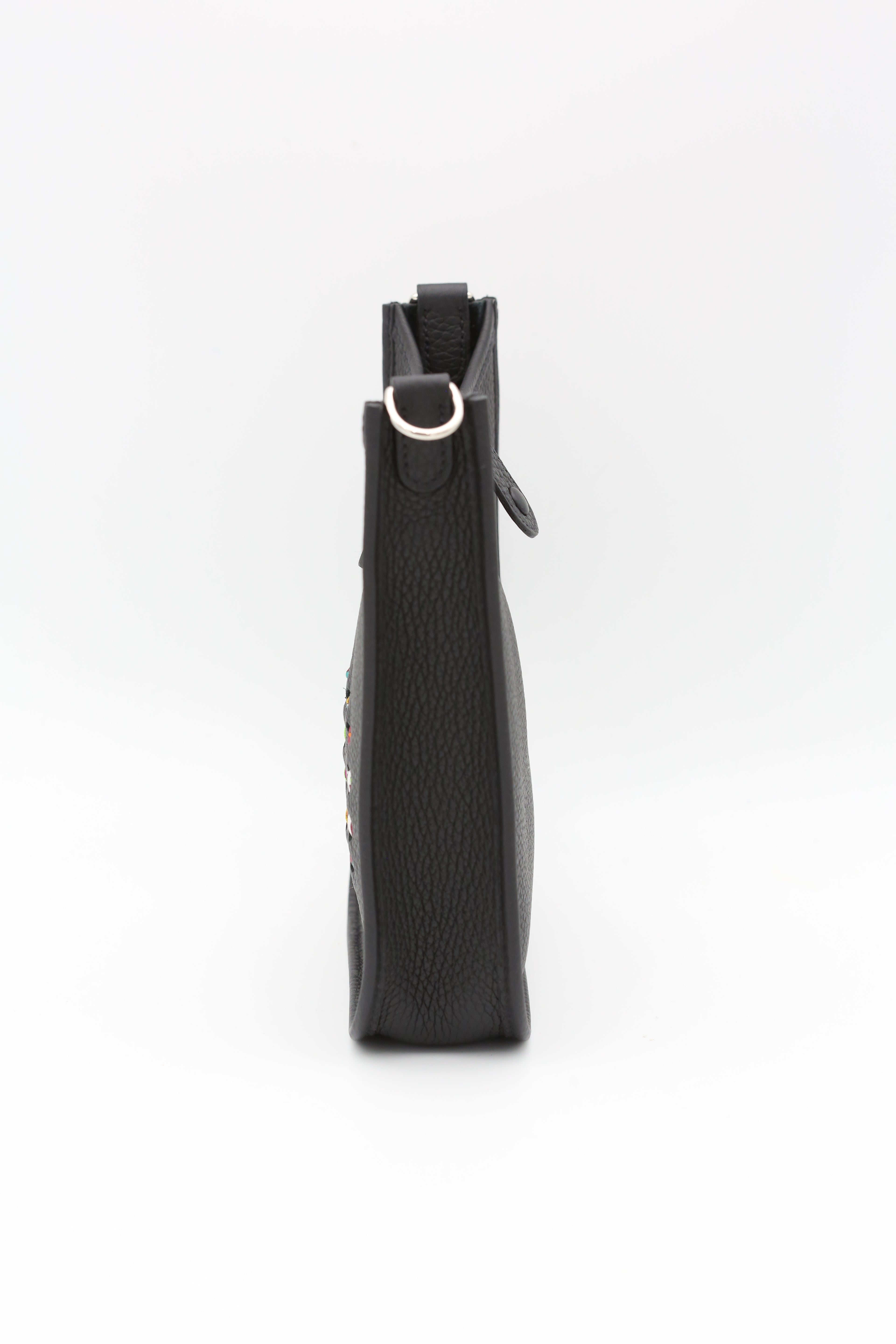 HERMÈS MINI EVELYN BLACK SILVER TC U STAMP