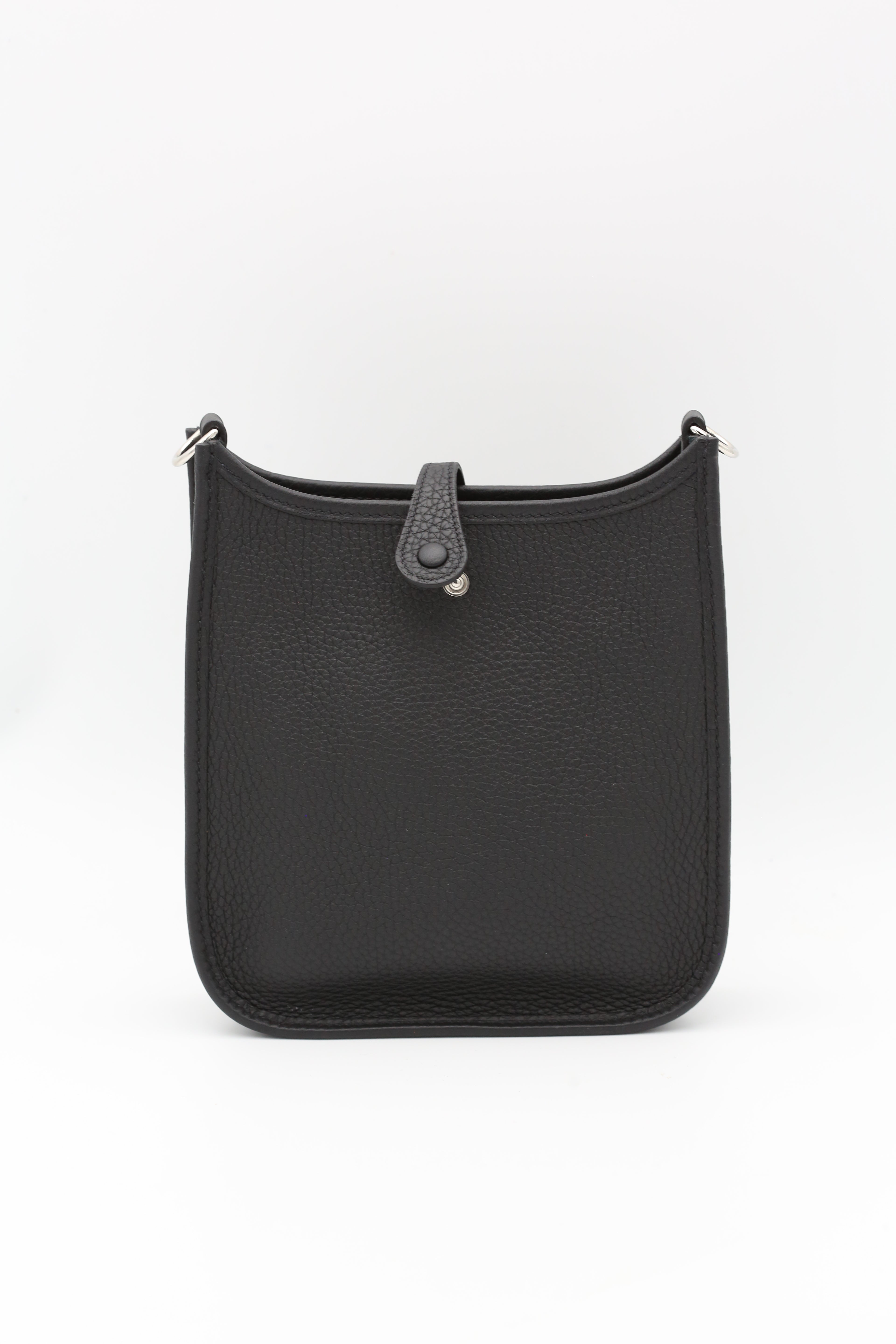 HERMÈS MINI EVELYN BLACK SILVER TC U STAMP