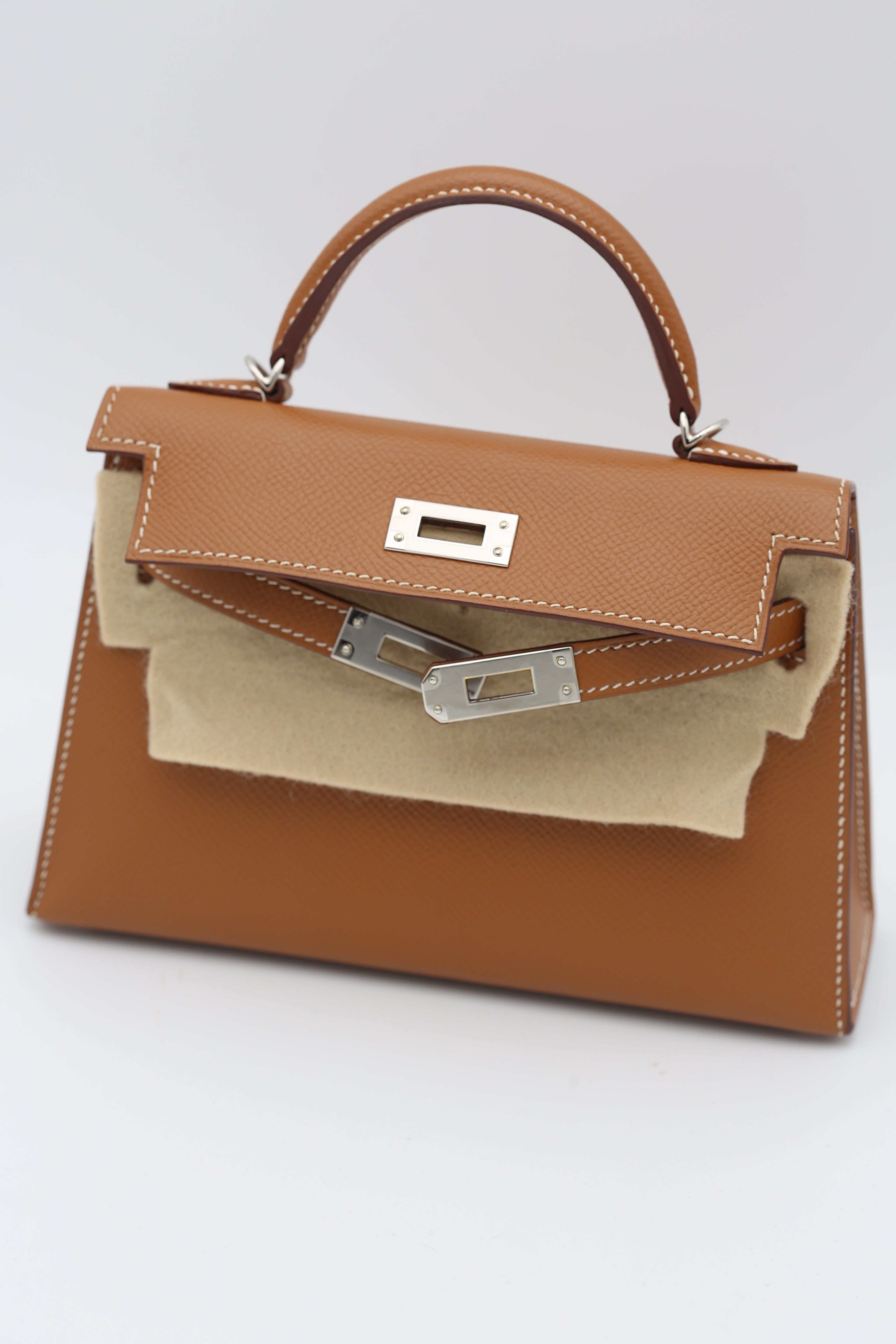 HERMÈS MINI KELLY II GOLD EPSOM Y STAMP