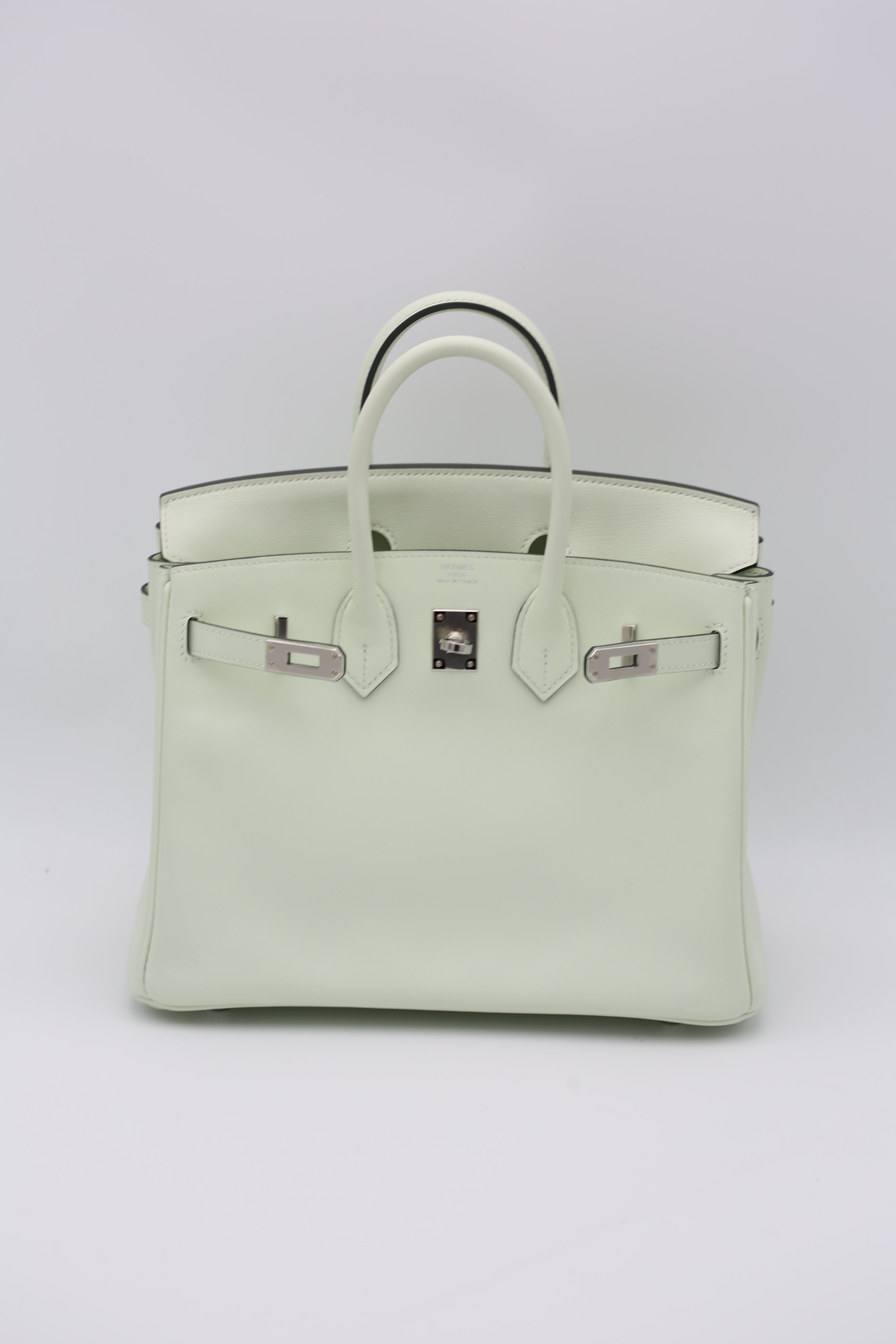 HERMÈS BIRKIN25 VERT BUBBLEGUM SILVER SWIFT B STAMP