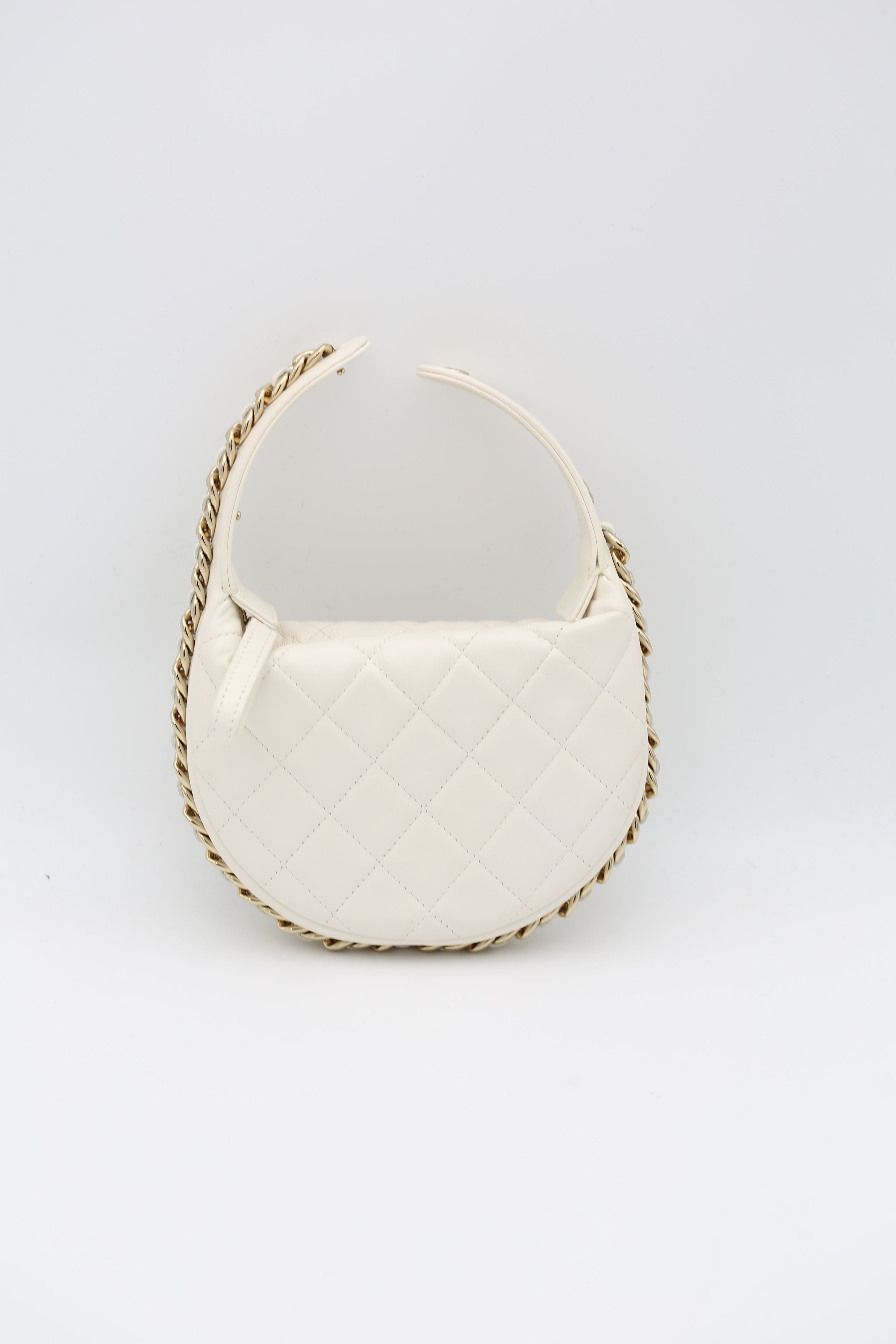 CHANEL MINI WHITE BAG GOLD