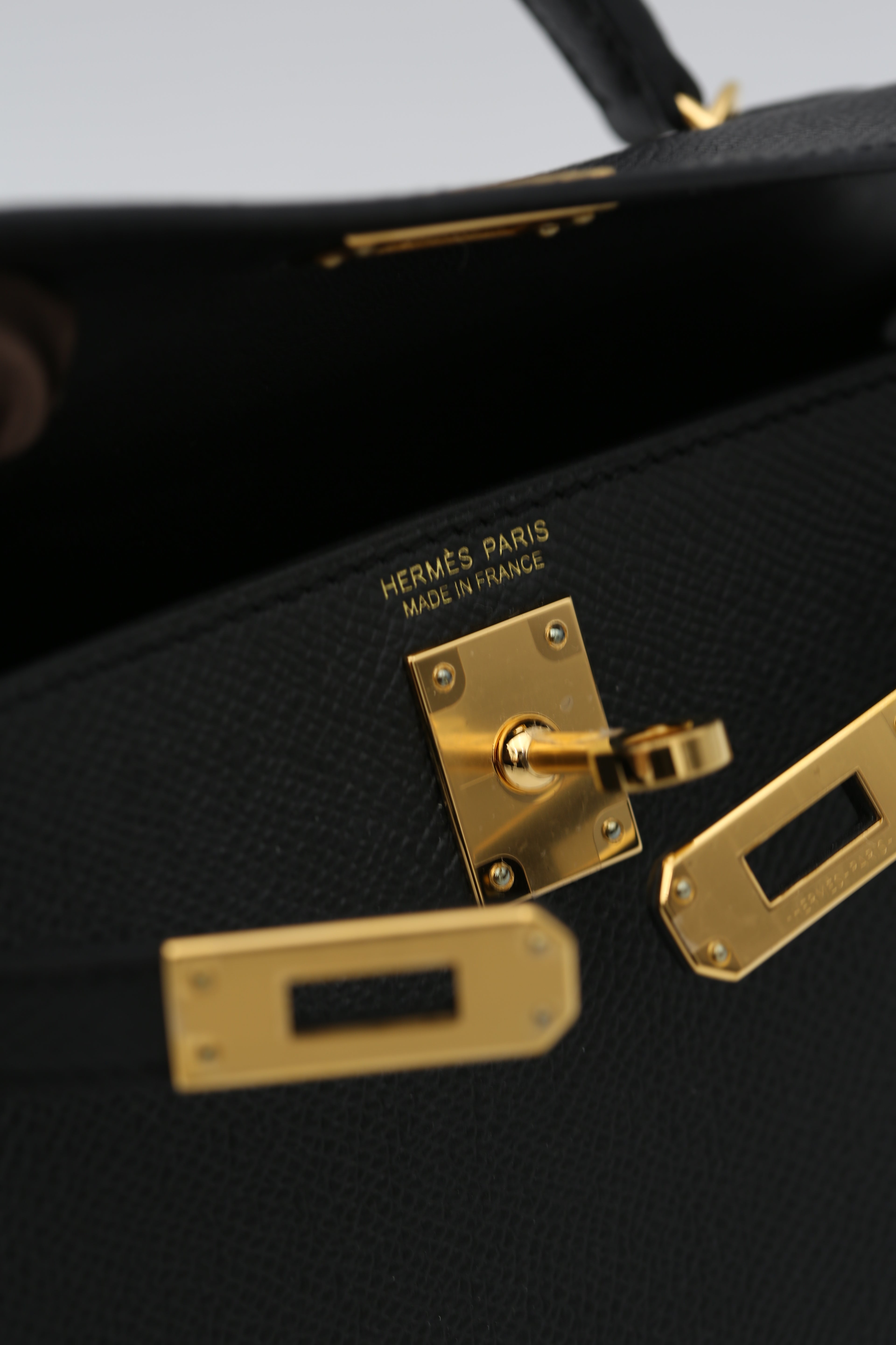HERMÈS MINI KELLY II BLACK GOLD EPSOM B STAMP
