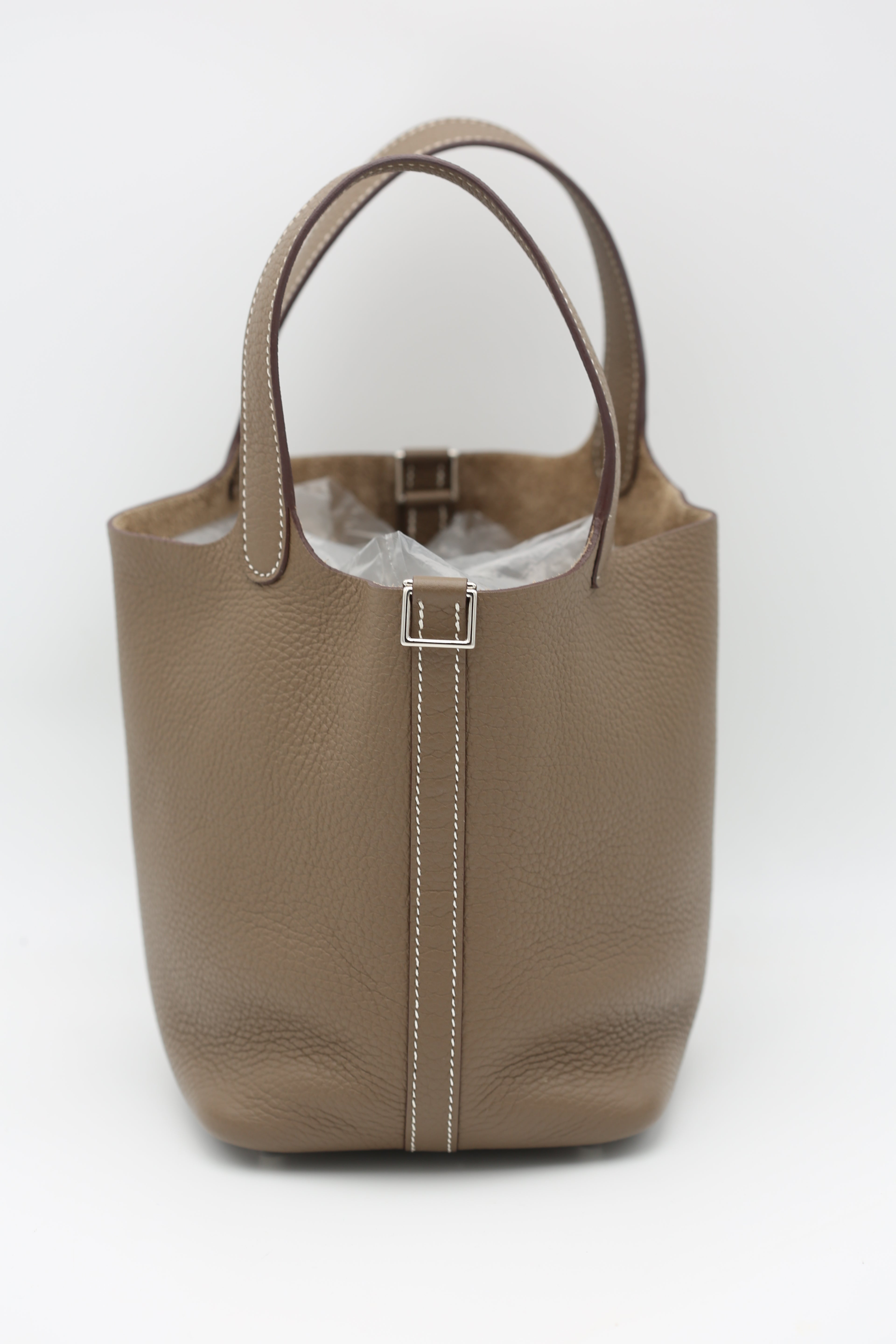 HERMÈS PICOTIN18 ETOUPE SILVER TOGO B STAMP
