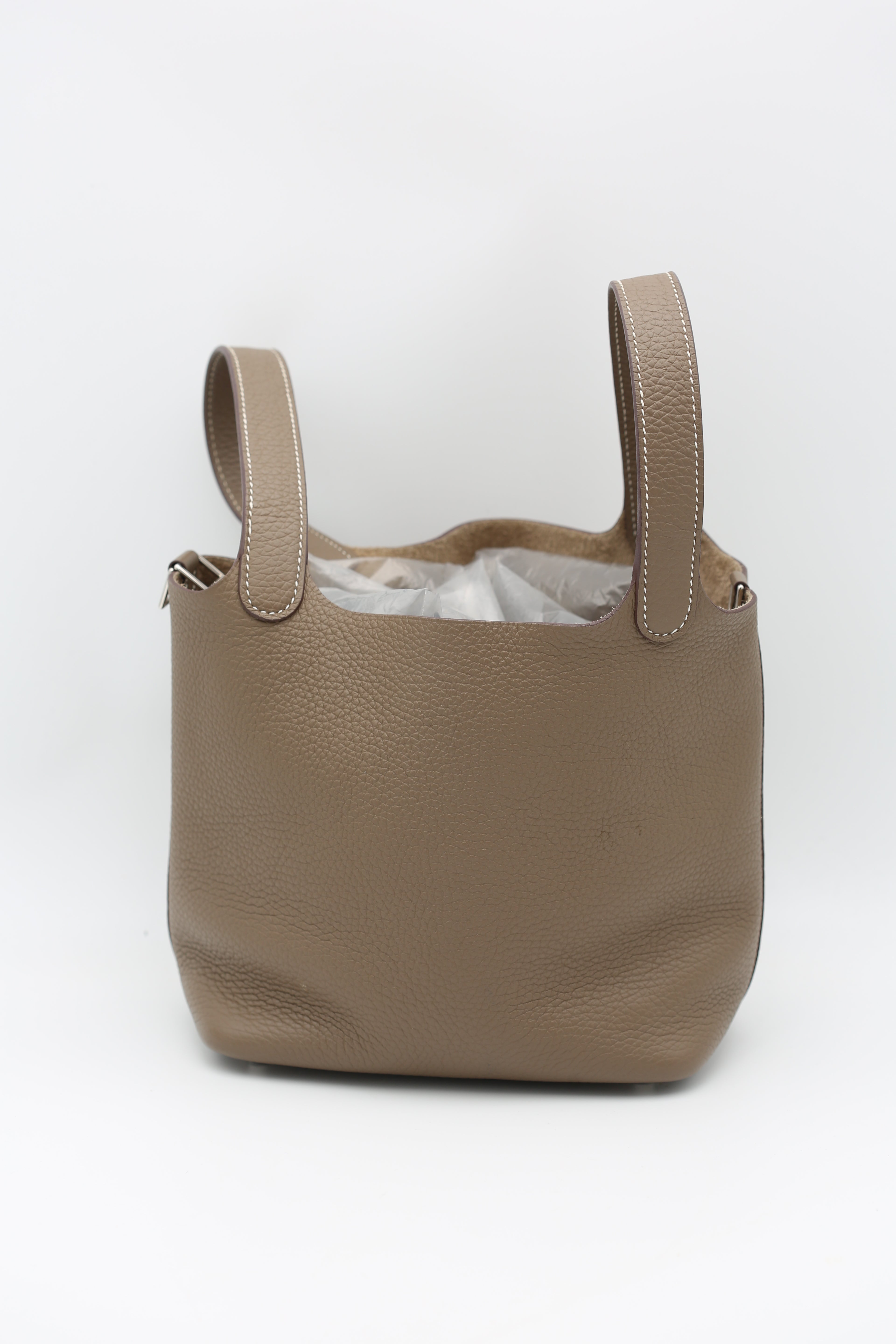 HERMÈS PICOTIN18 ETOUPE SILVER TOGO B STAMP