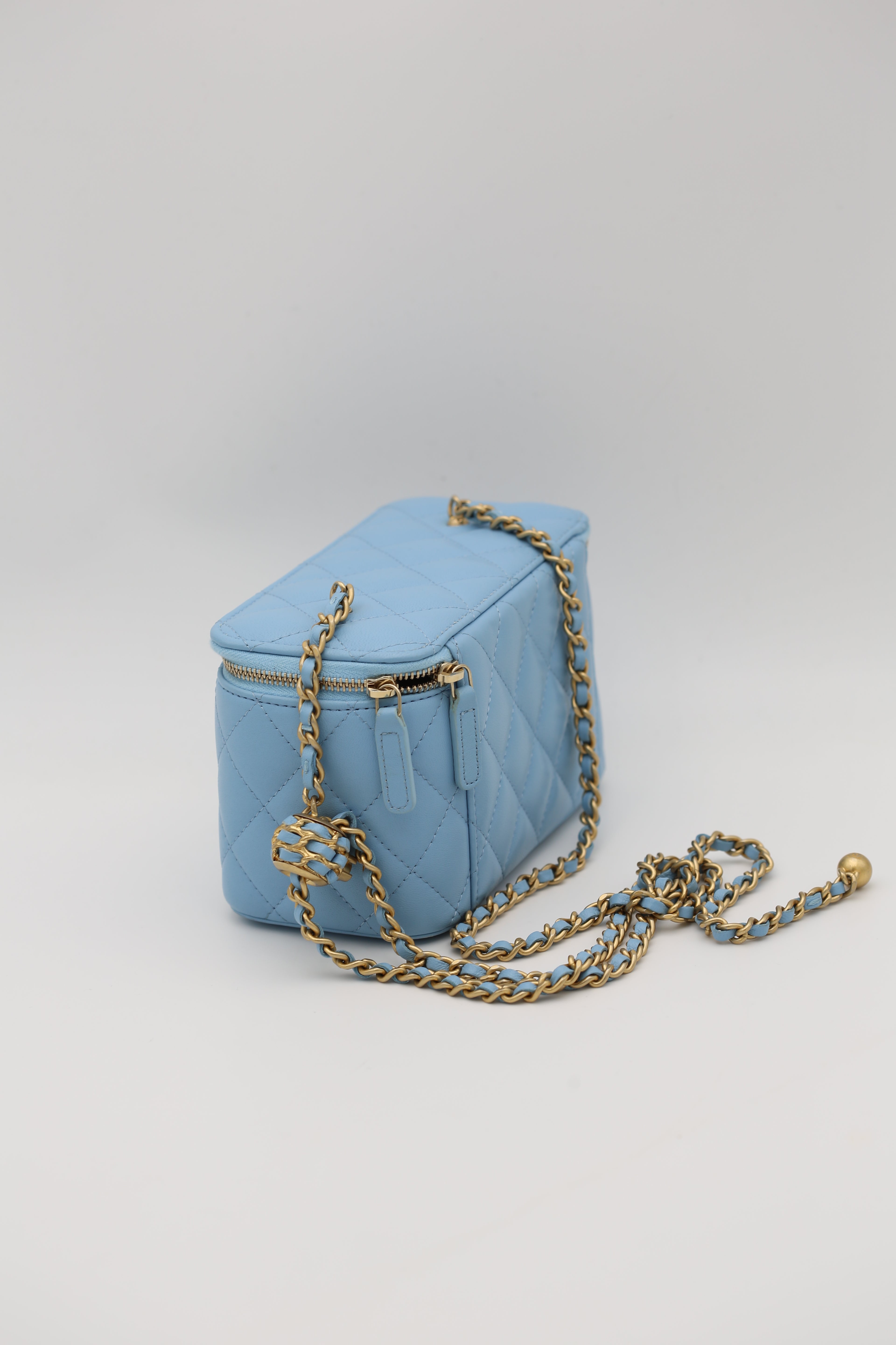 CHANEL VANITY BLUE GOLD BAG