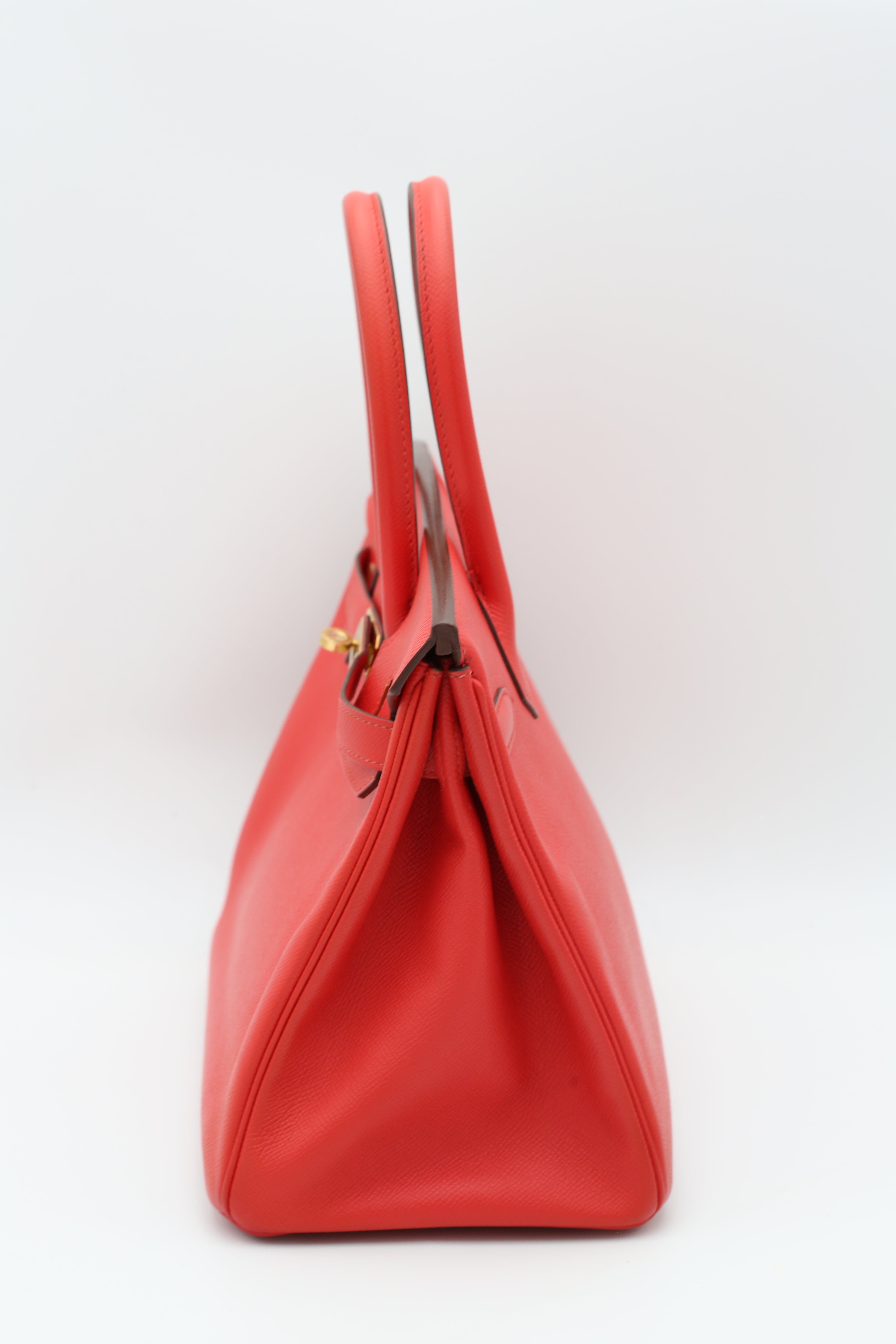 HERMÈS BIRKIN30 RED EPSOM GOLD HARDWARE A STAMP