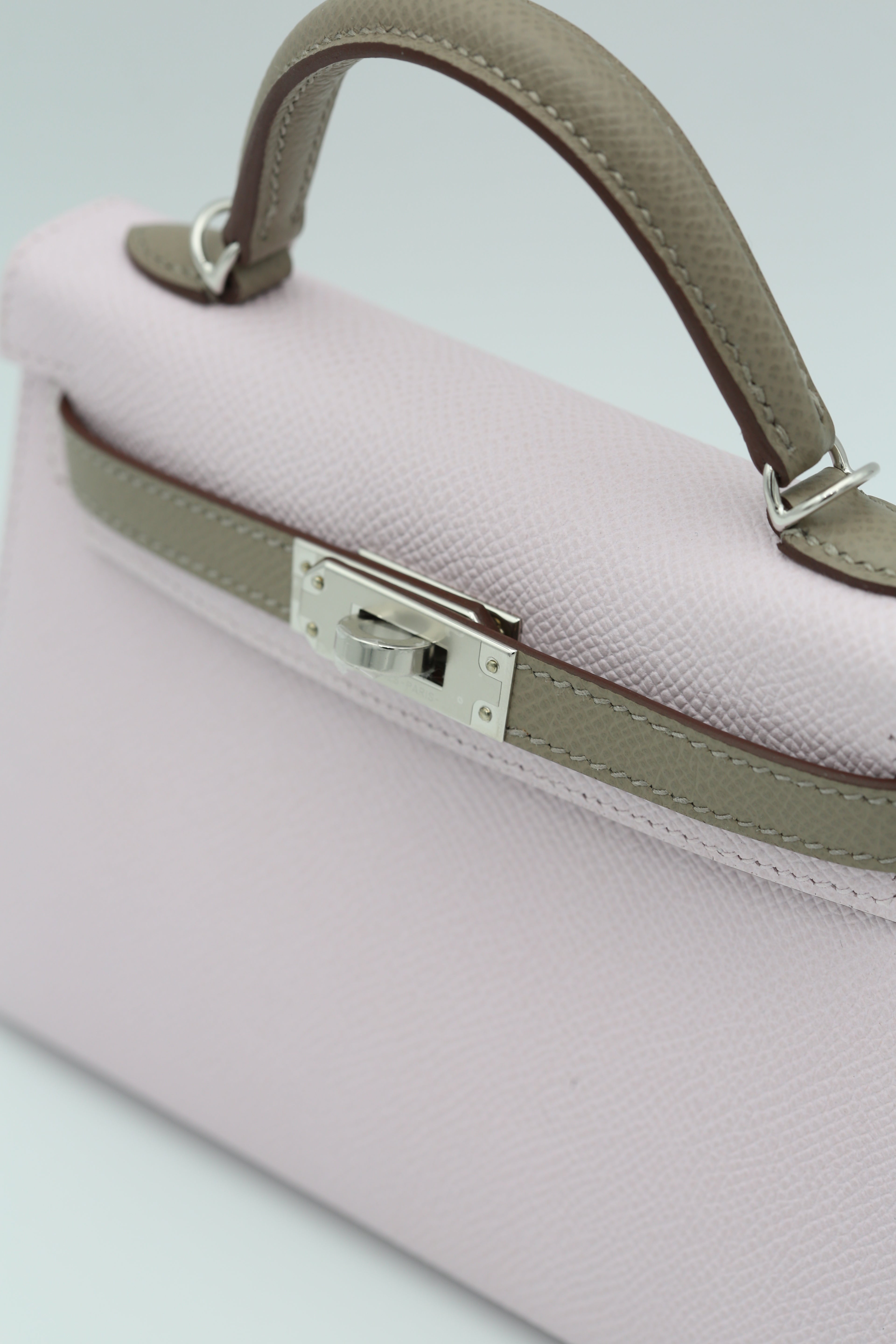 HERMÈS MINI KELLY II MAUVE SYLVESTRE EPSOM W STAMP