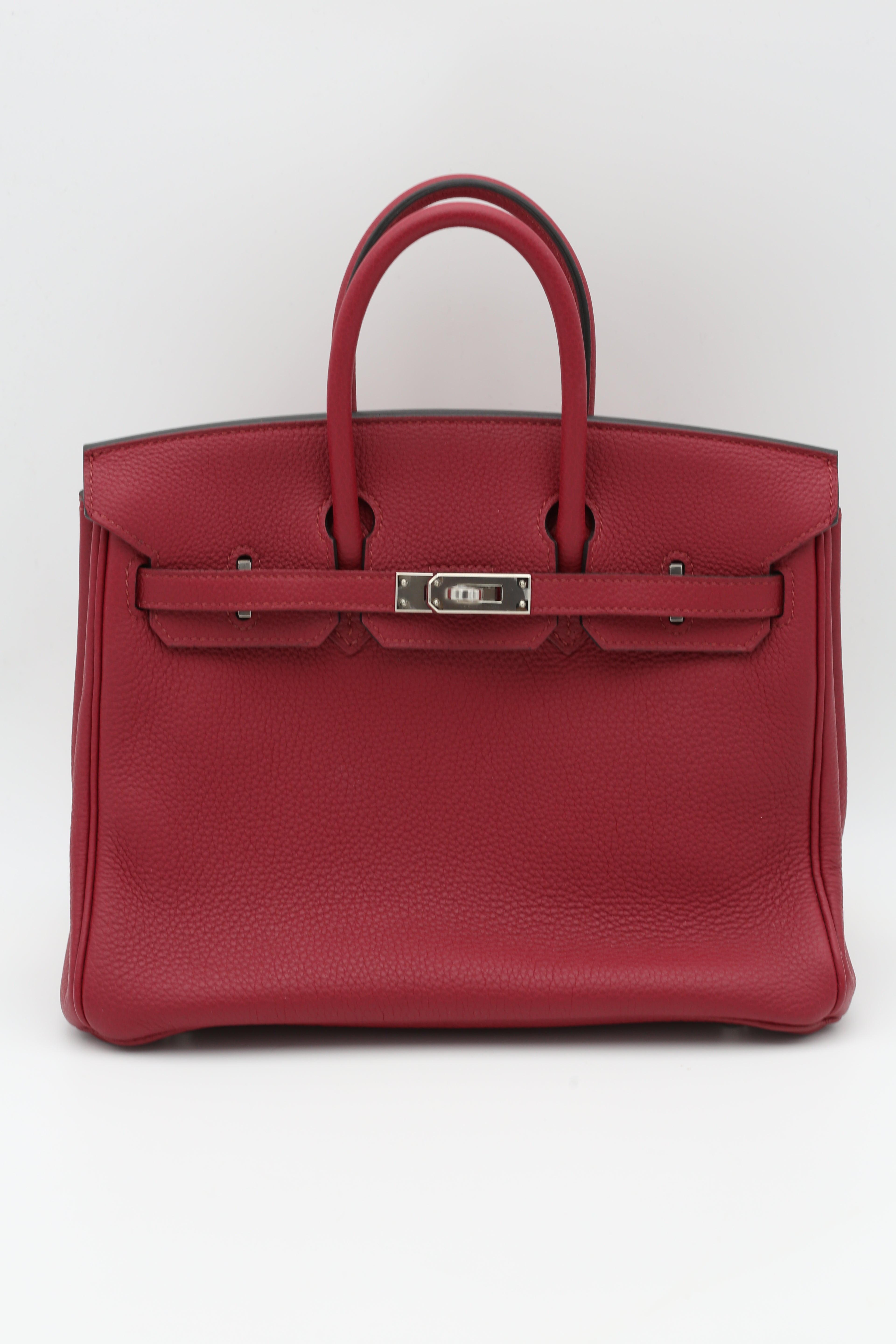 HERMÈS BIRKIN25 RED TOGO SILVER HARDWARE X STAMP
