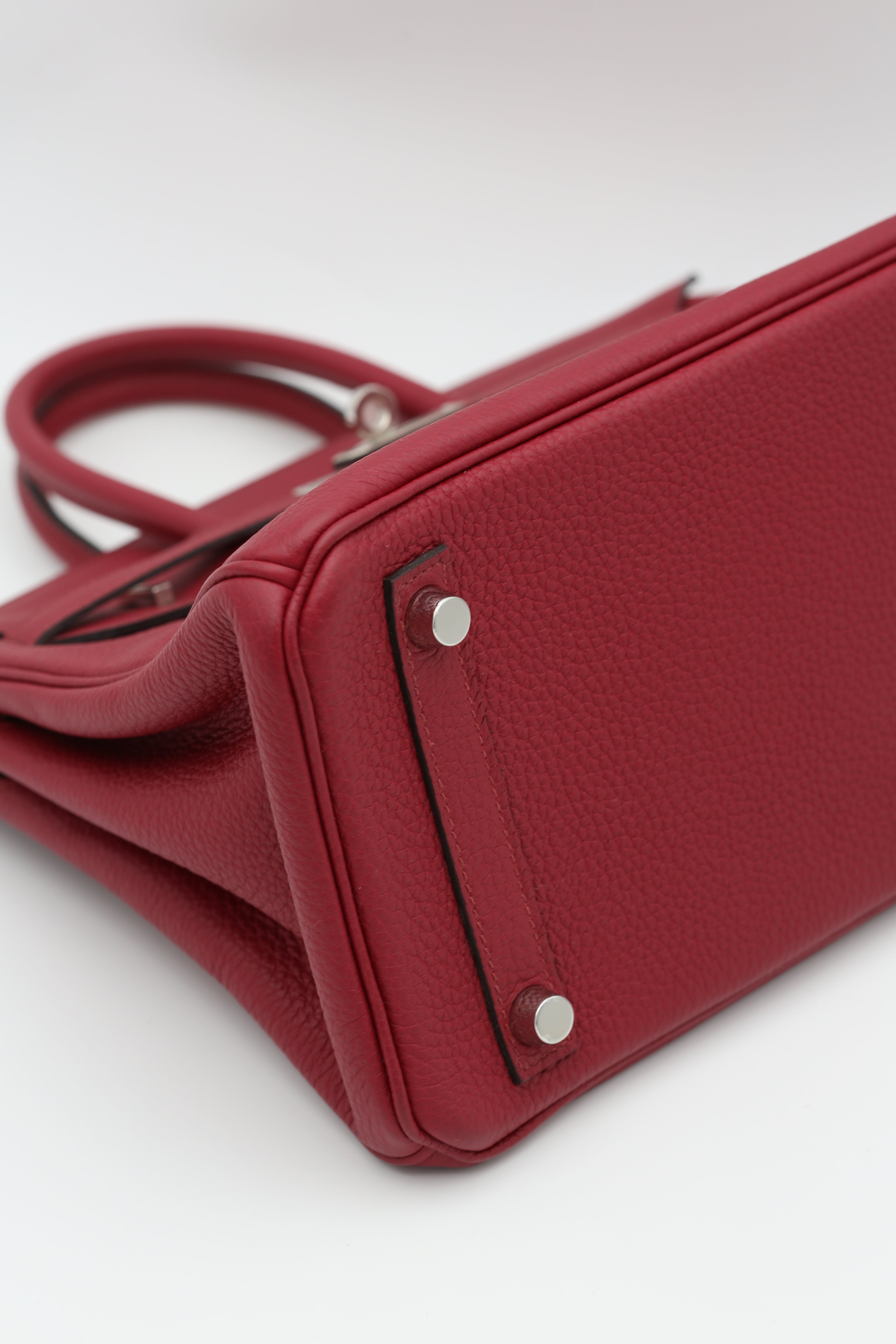 HERMÈS BIRKIN25 RED TOGO SILVER HARDWARE X STAMP