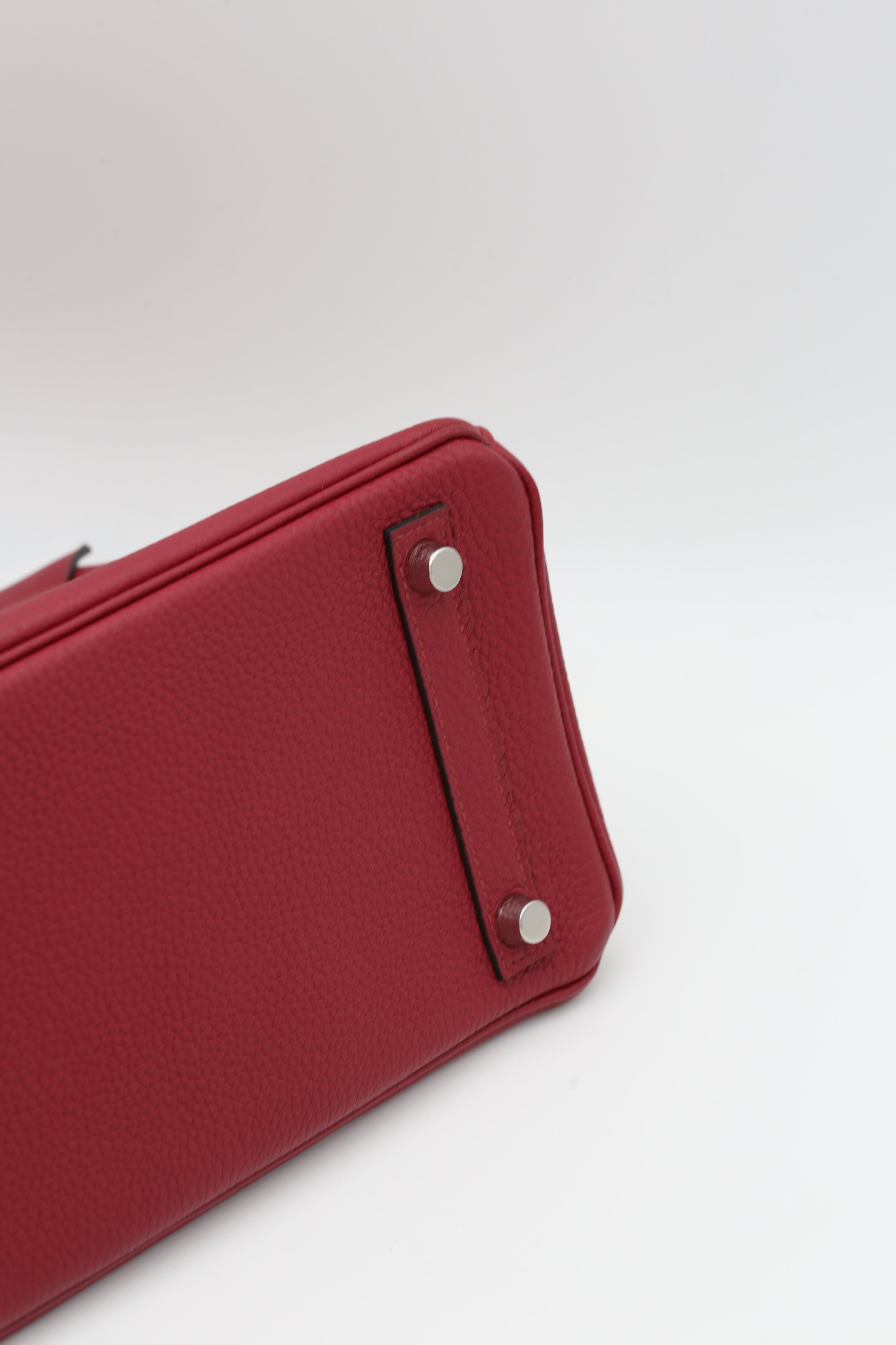 HERMÈS BIRKIN25 RED TOGO SILVER HARDWARE X STAMP