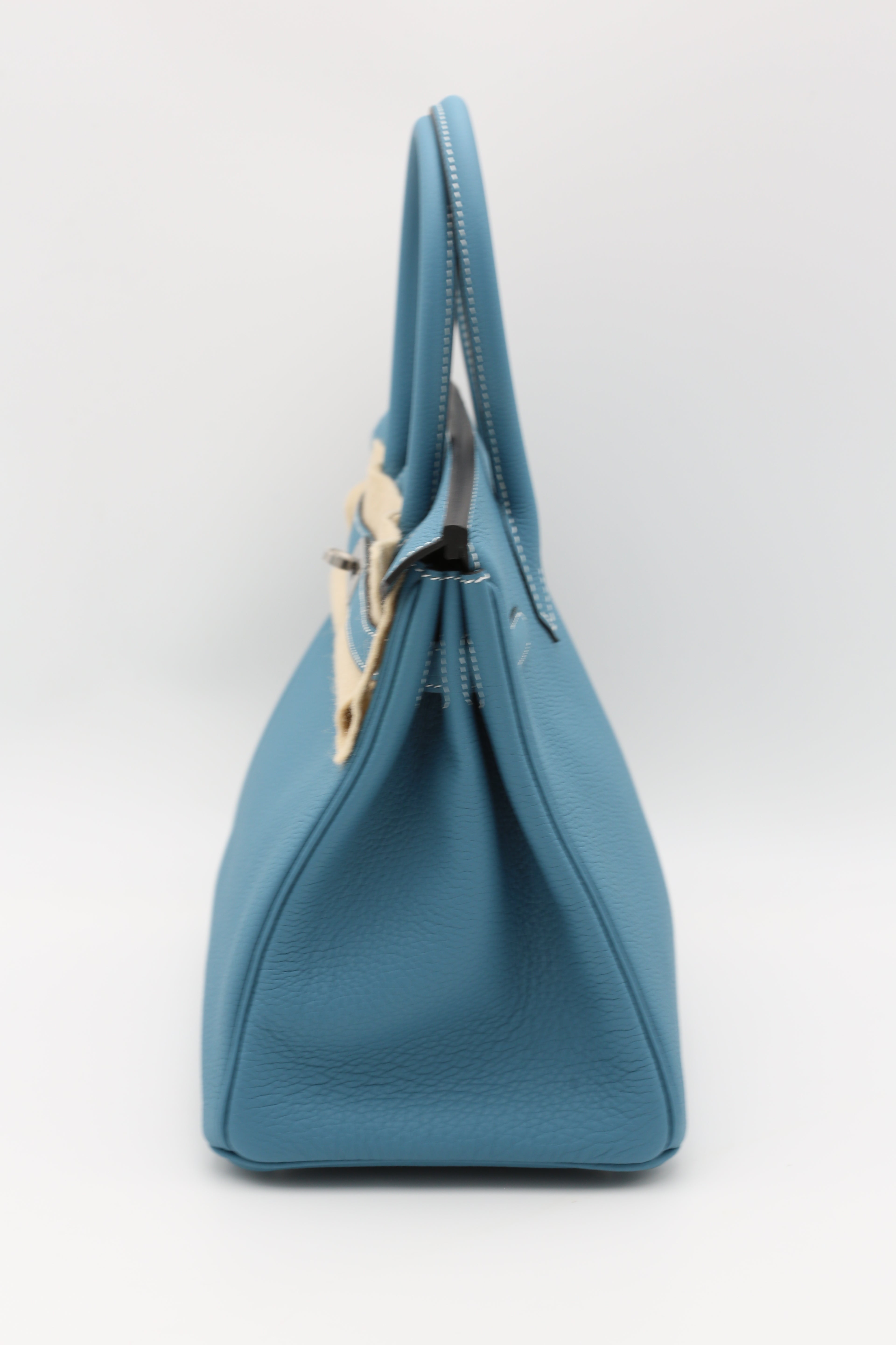 HERMÈS BIRKIN30 BLEU TOGO SILVER HARDWARE K STAMP