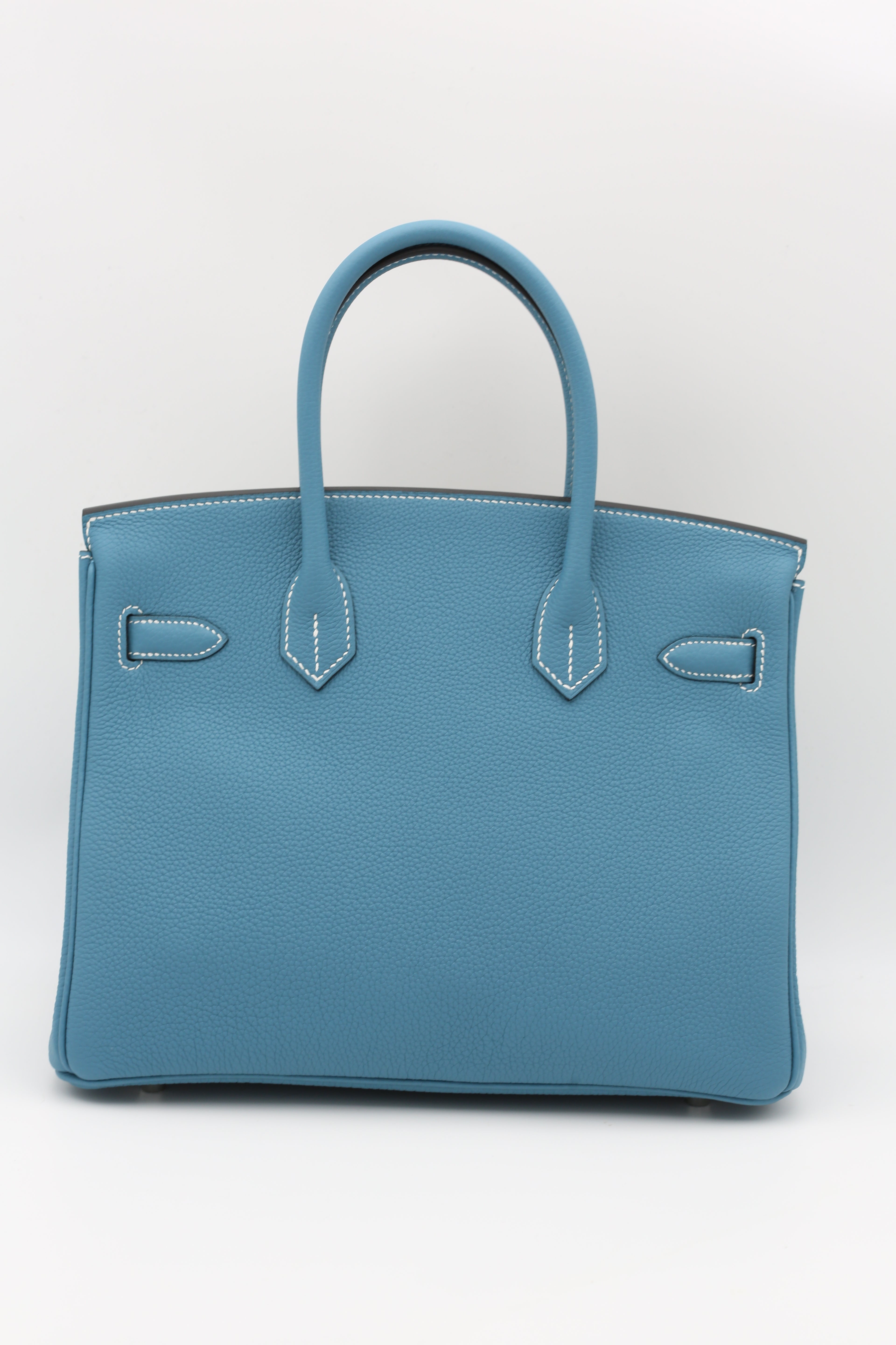 HERMÈS BIRKIN30 BLEU TOGO SILVER HARDWARE K STAMP