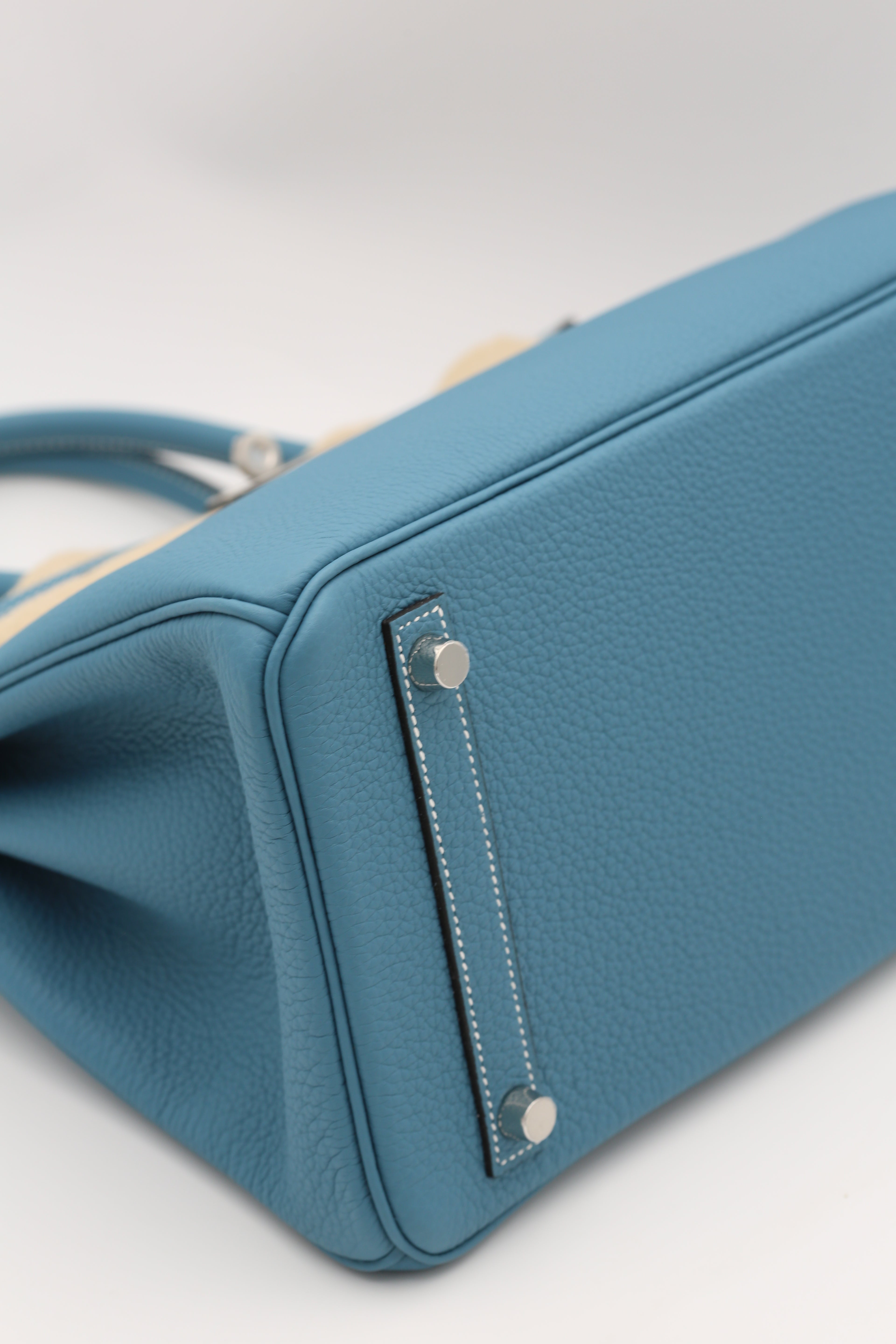 HERMÈS BIRKIN30 BLEU TOGO SILVER HARDWARE K STAMP