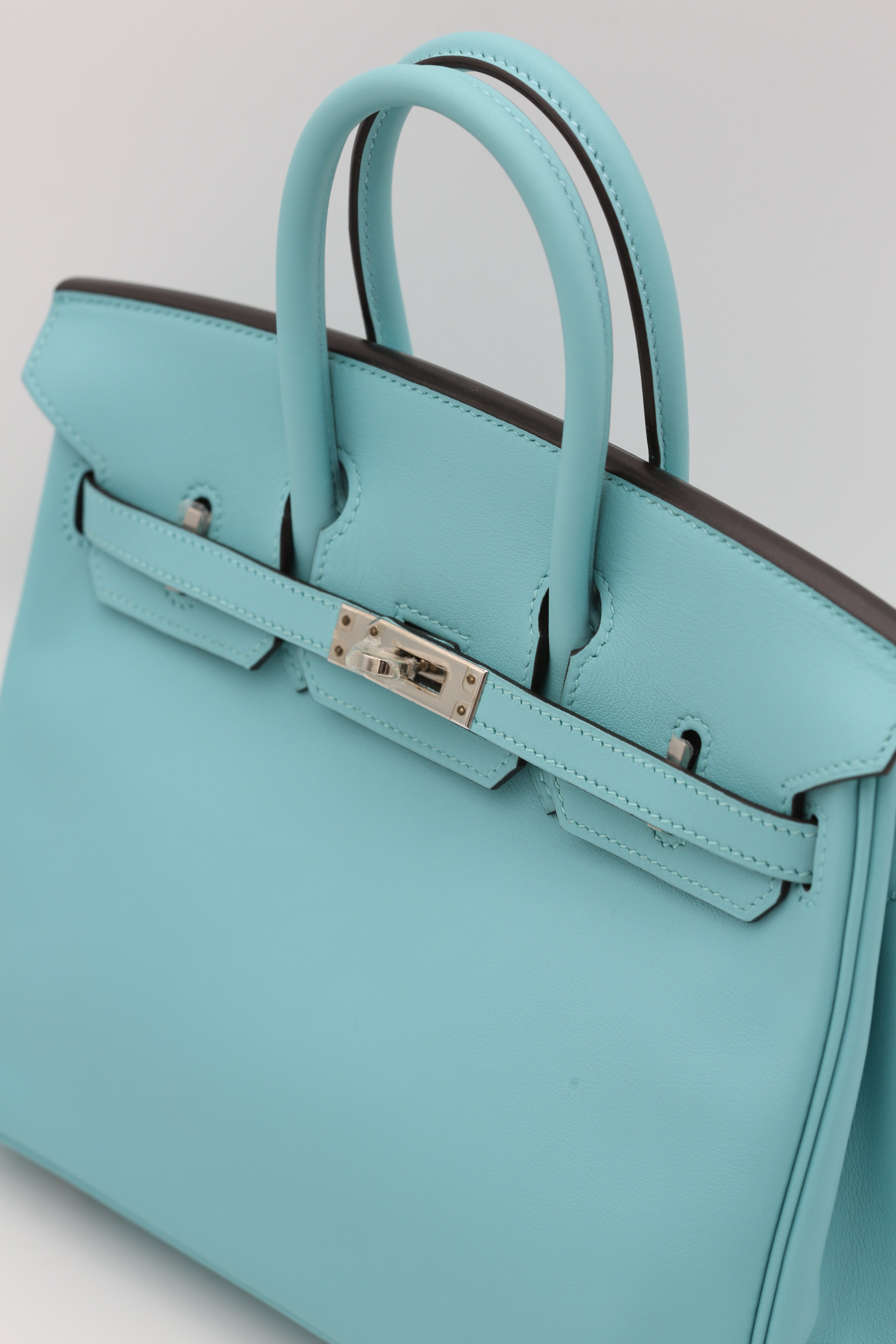 HERMÈS BIRKIN25 BLEU ATOLL SWIFT SILVER HARDWARE T STAMP