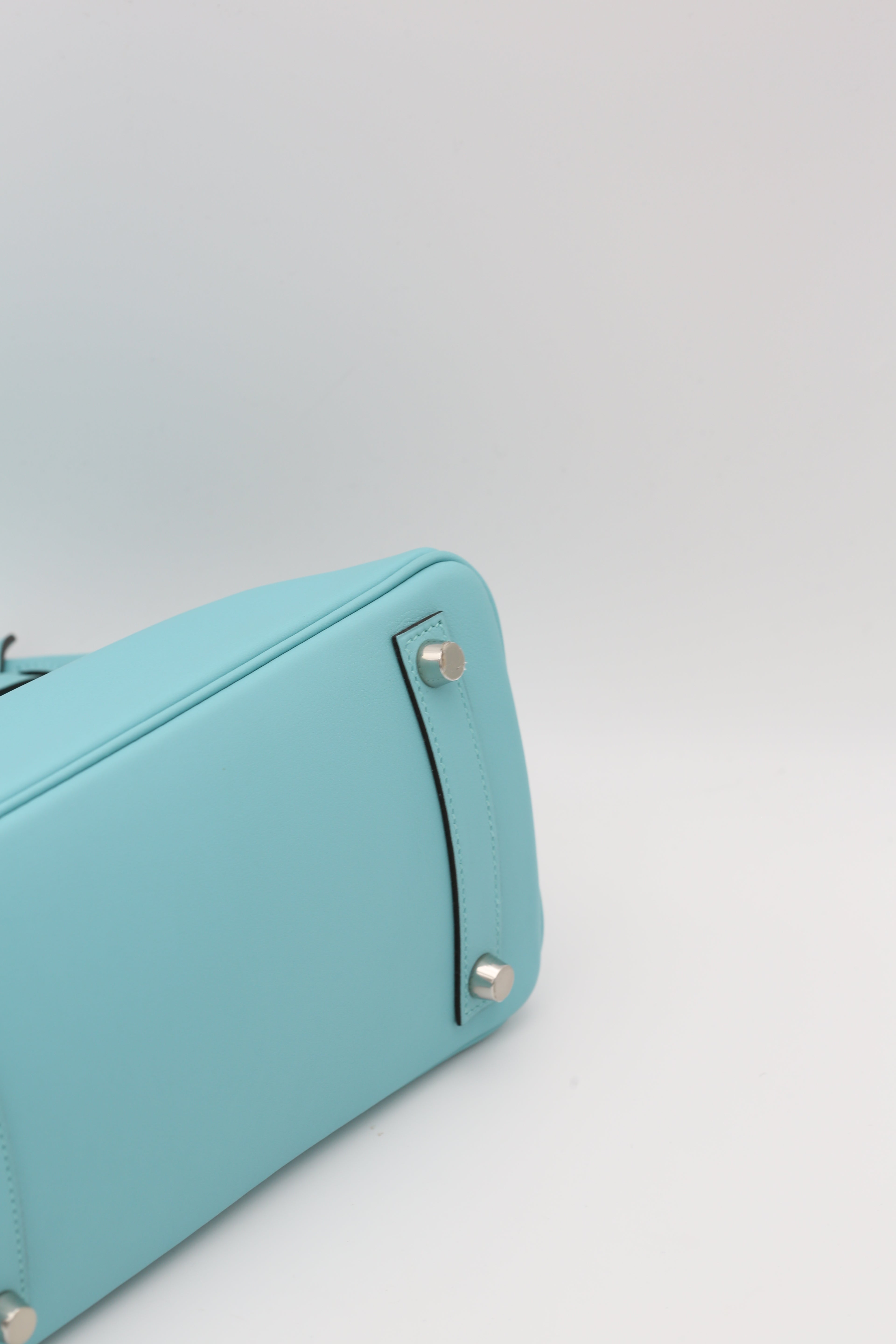 HERMÈS BIRKIN25 BLEU ATOLL SWIFT SILVER HARDWARE T STAMP