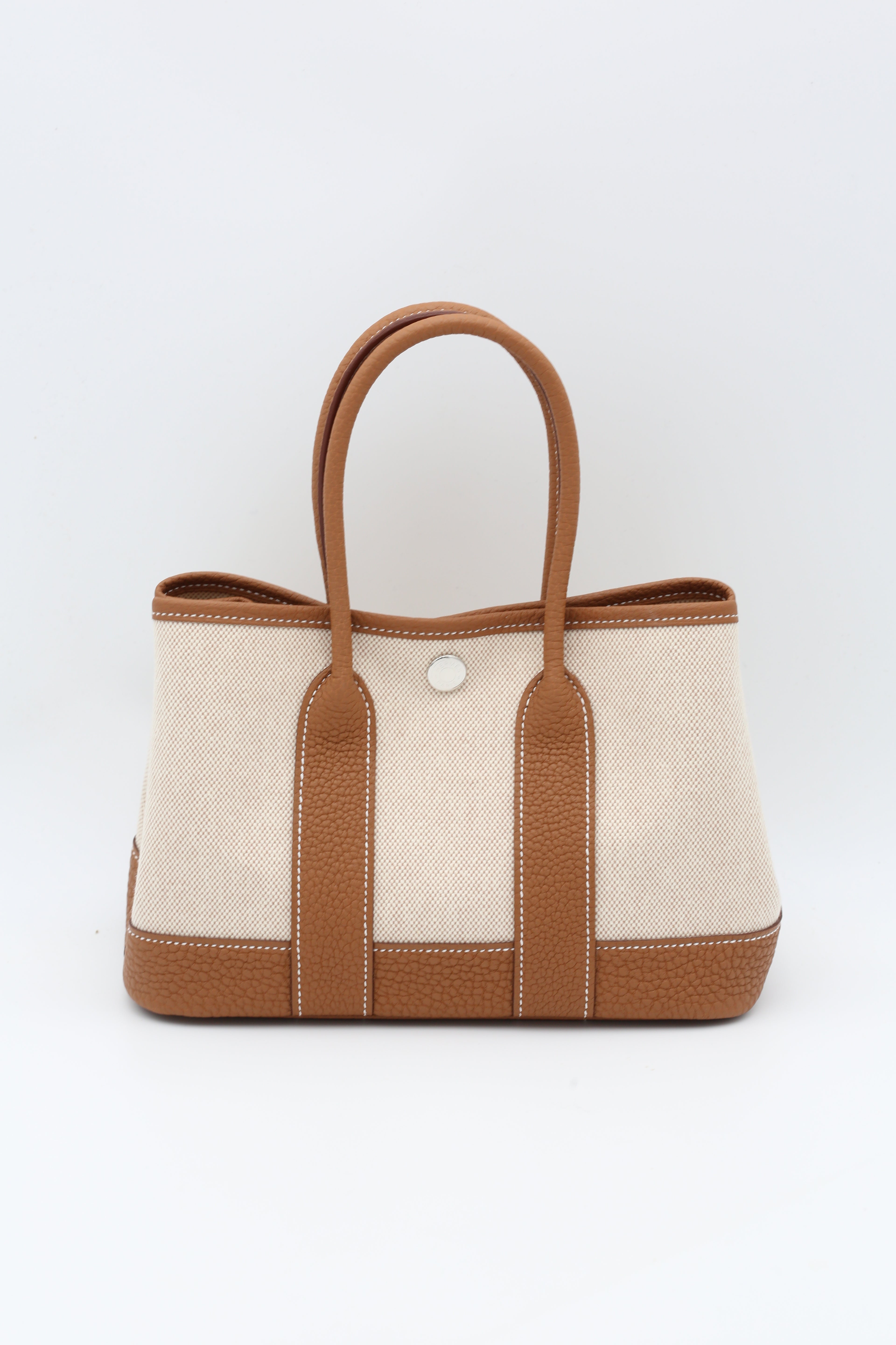 HERMÈS MINI GARDEN PARTY GOLD CANVAS K STAMP
