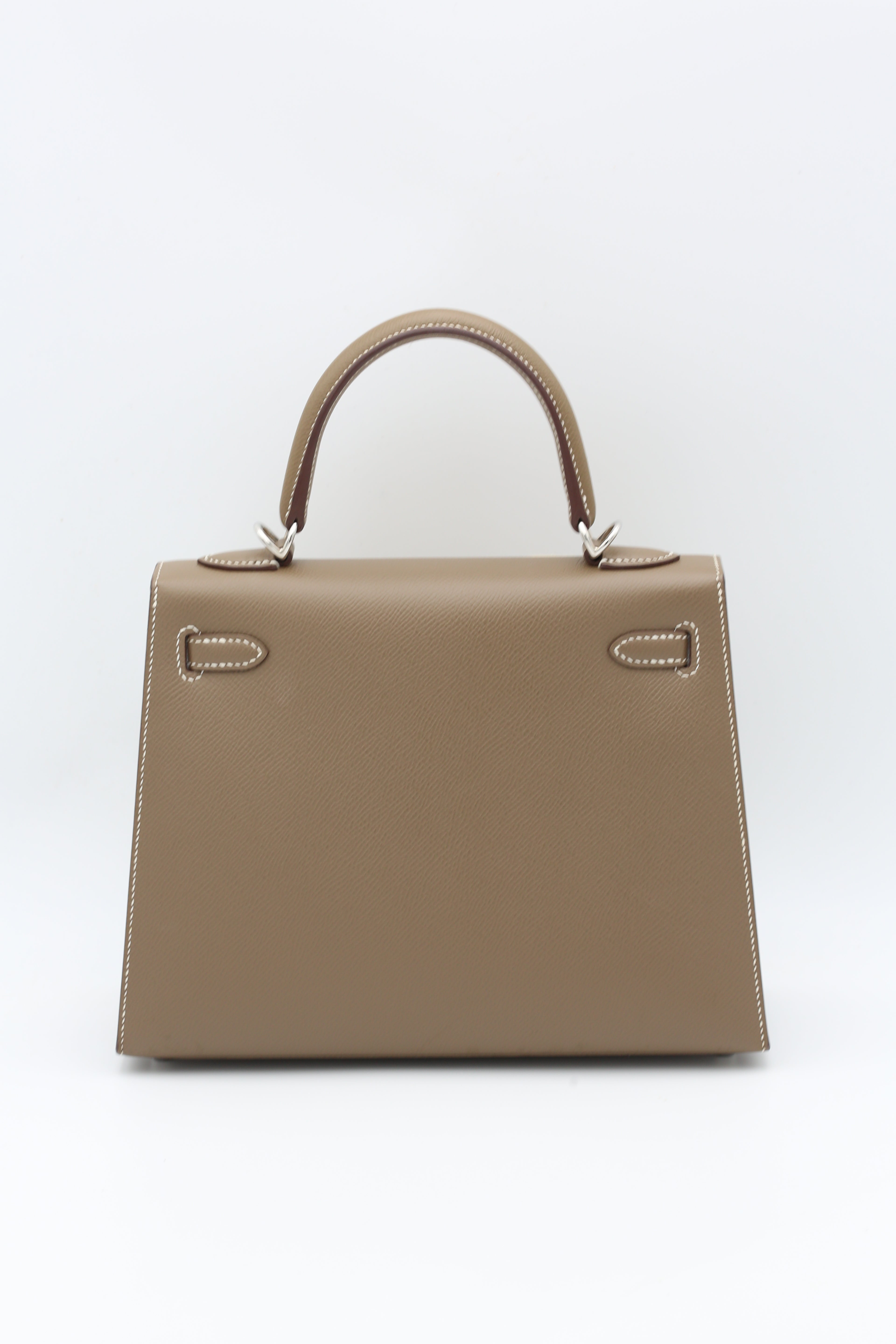 HERMÈS KELLY25 ETOUPE EPSOM SILVER HARDWARE Z STAMP