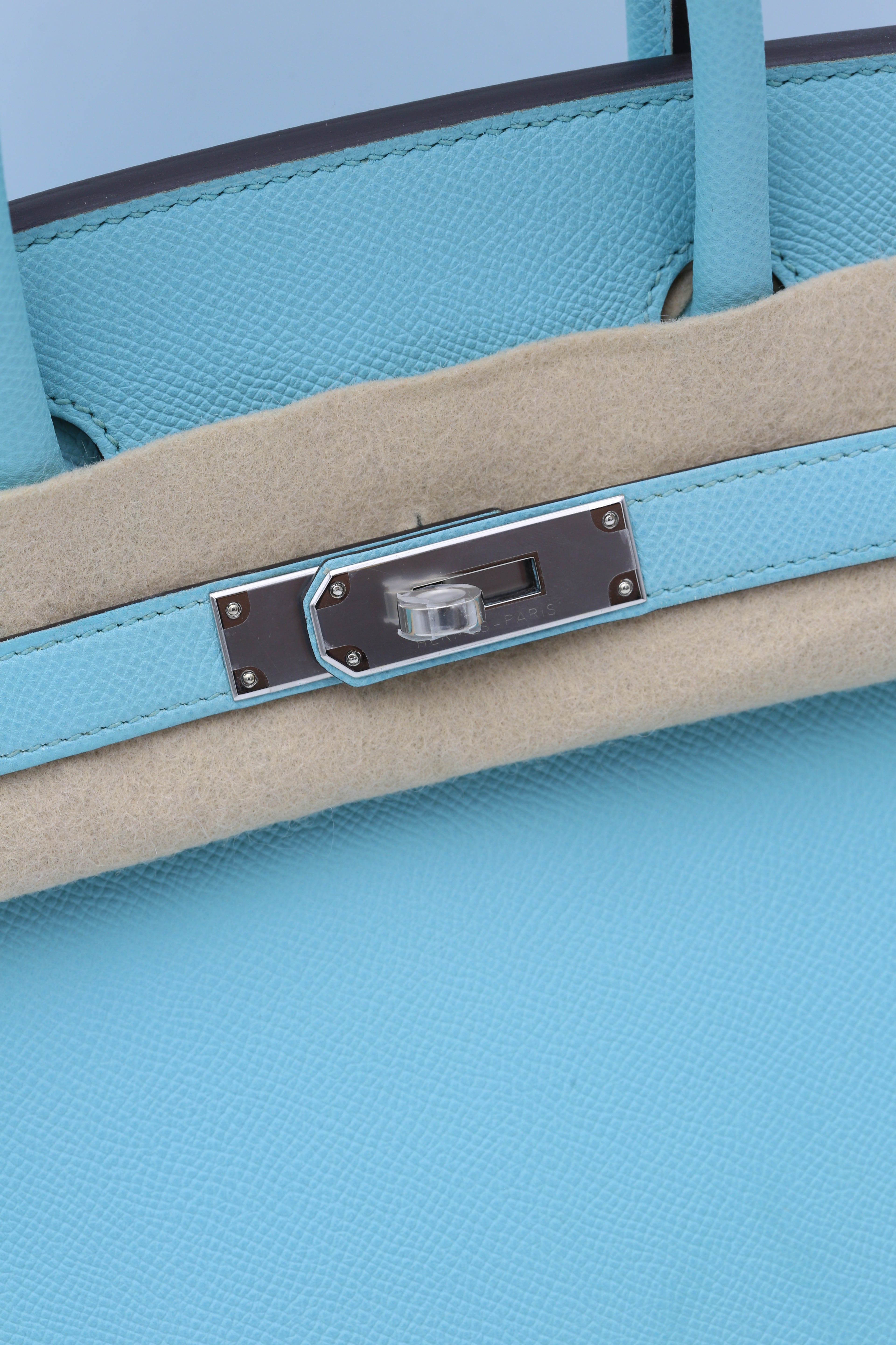 HERMÈS BIRKIN30 MACARON BLUE EPSOM SILVER HARDWARE T STAMP