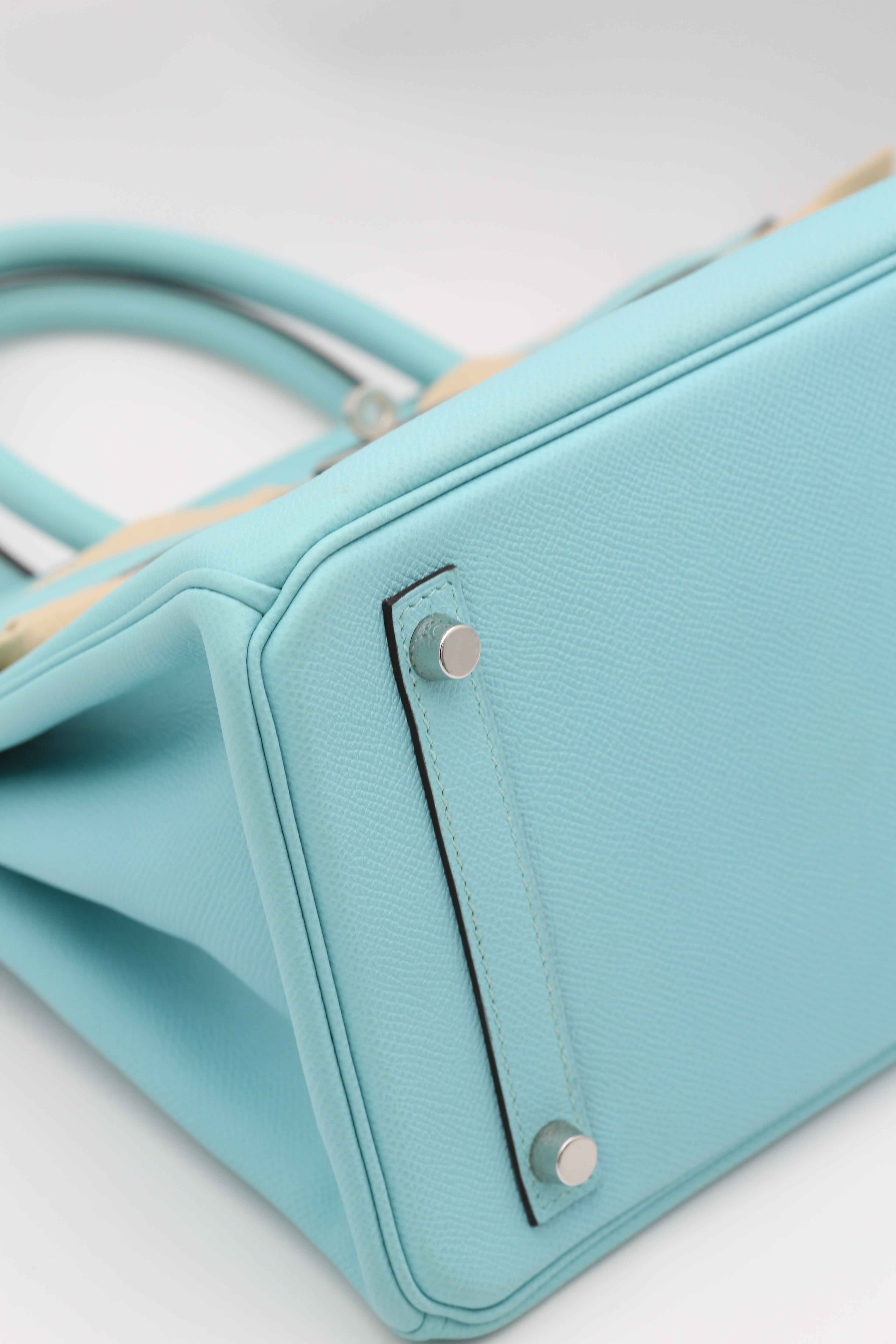 HERMÈS BIRKIN30 MACARON BLUE EPSOM SILVER HARDWARE T STAMP