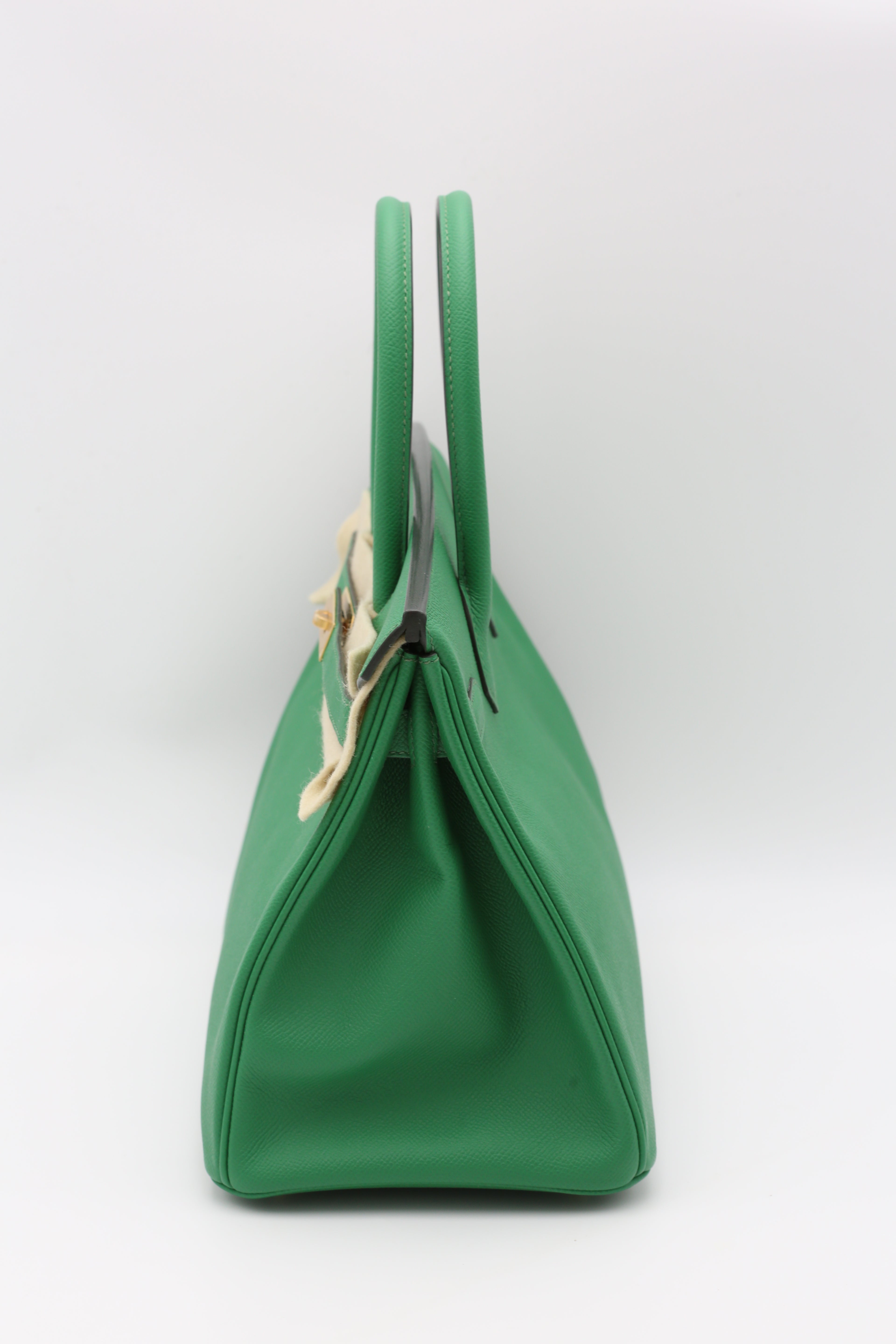 HERMÈS BIRKIN30 BAMBOO GREEN EPSOM GOLD HARDWARE D STAMP