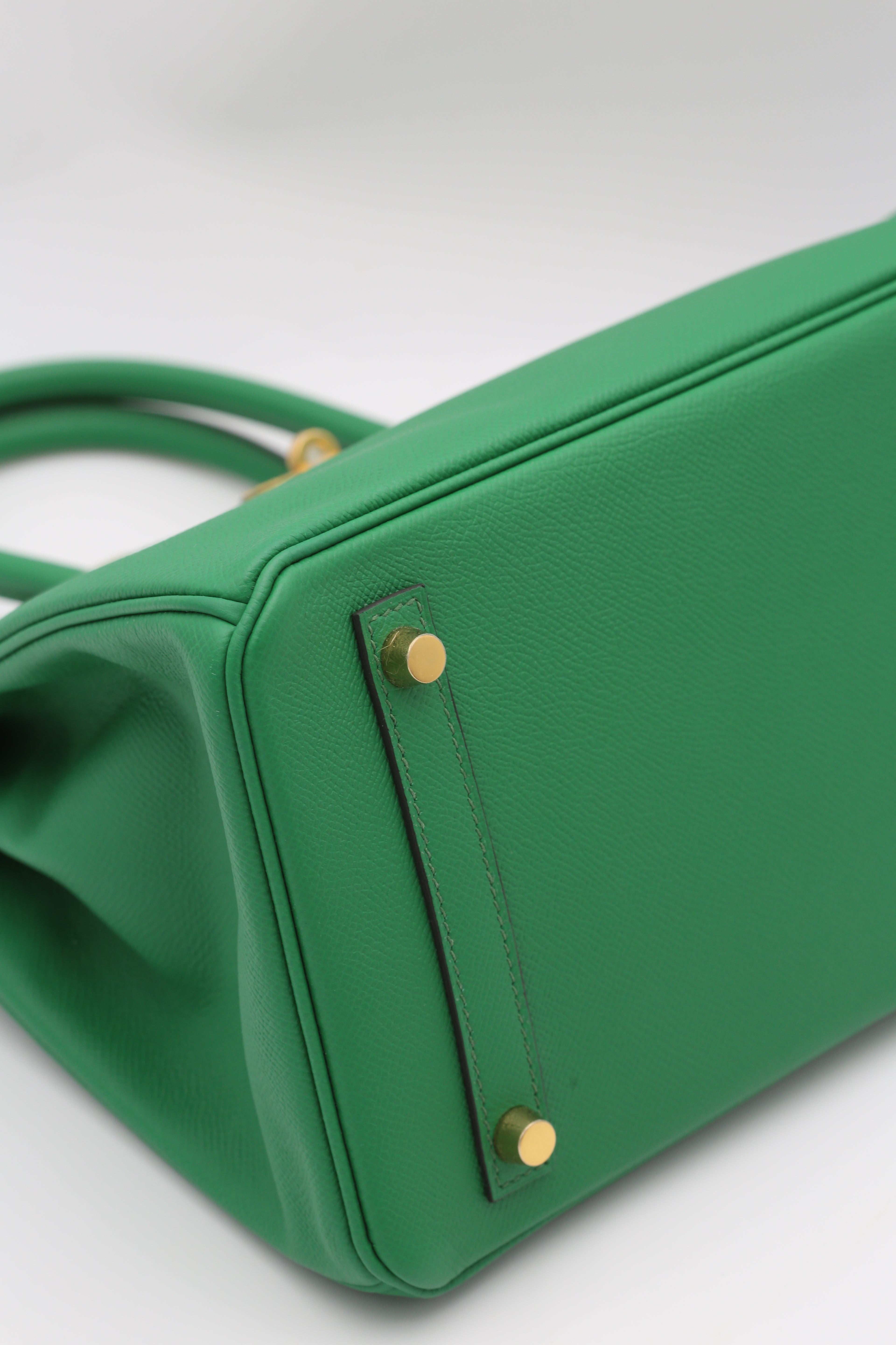 HERMÈS BIRKIN30 BAMBOO GREEN EPSOM GOLD HARDWARE D STAMP