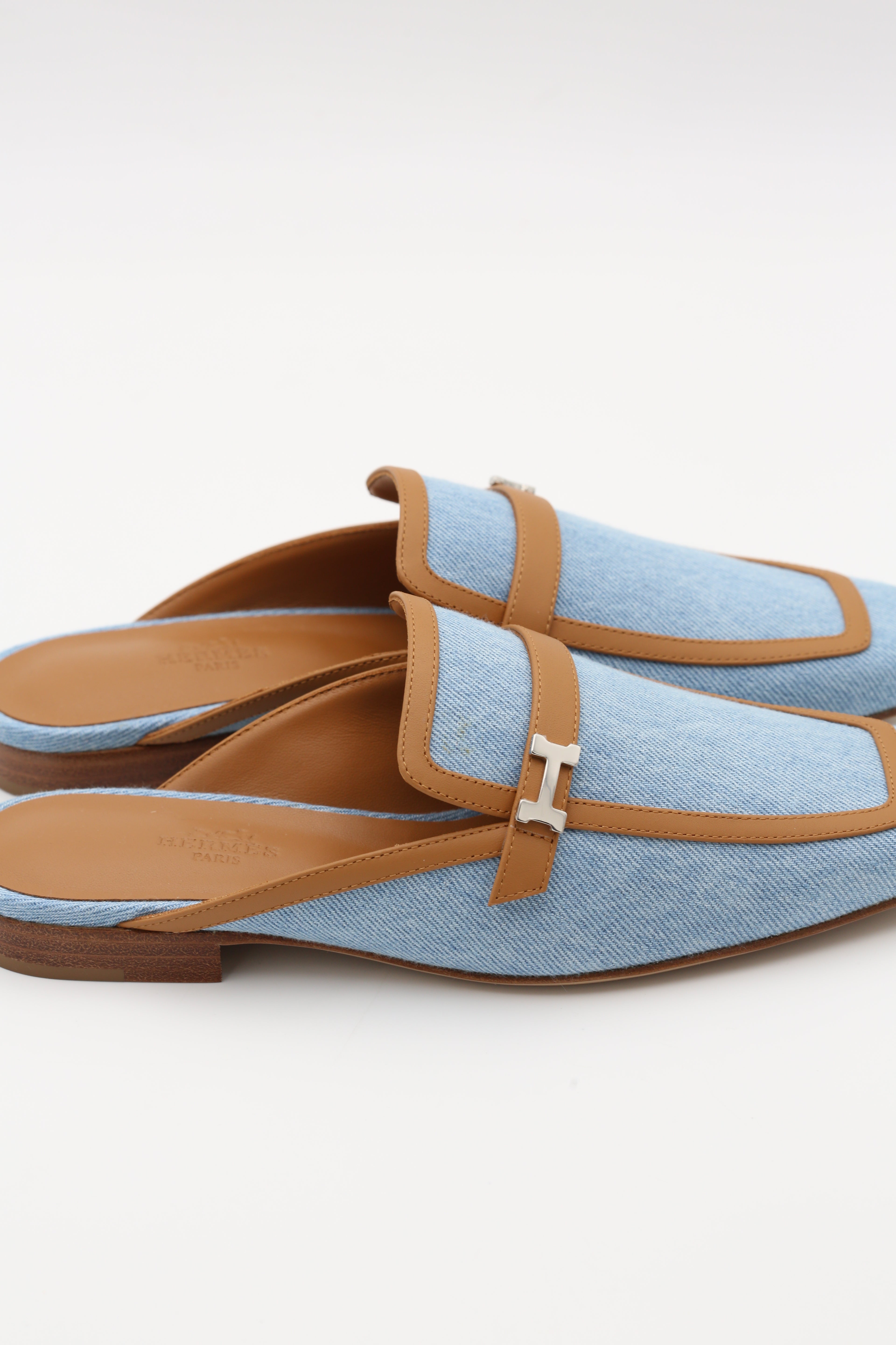 HERMÈS MULE BLEU JEAN SIZE 36.5