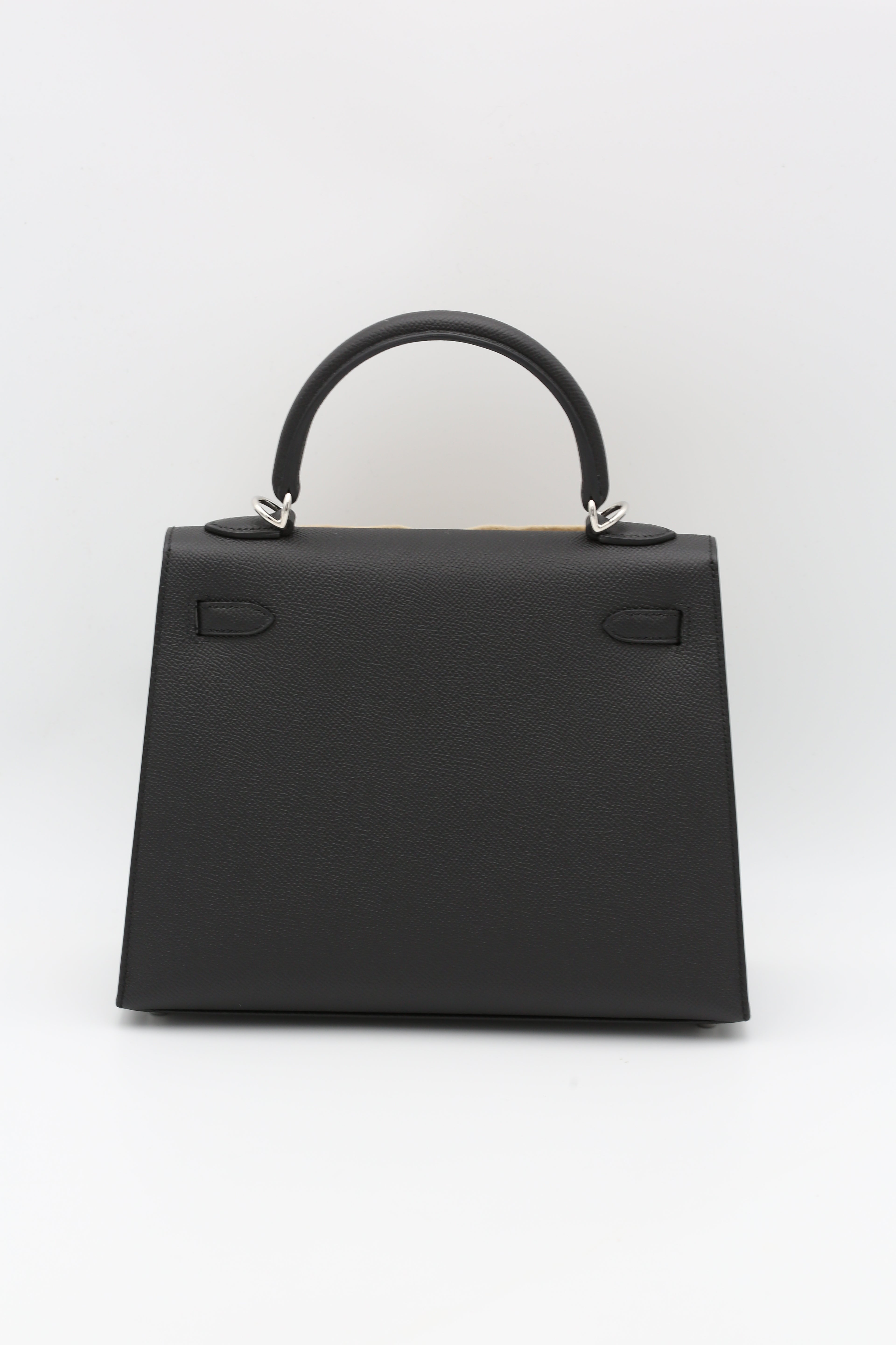 HERMÈS KELLY25 NOIR EPSOM GOLD SILVER HARDWARE K STAMP