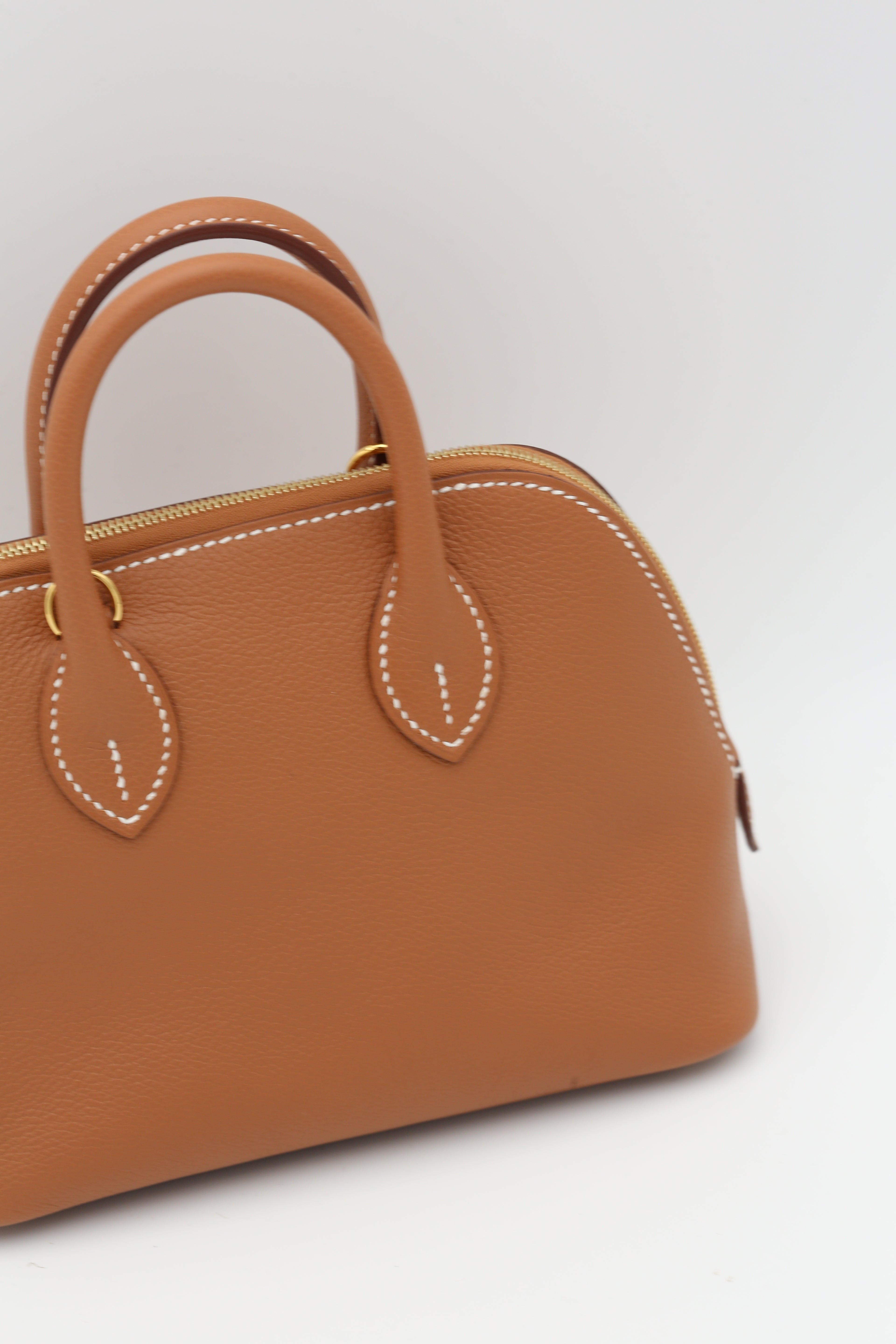 HERMÈS MINI BOLIDE GOLD EVERCOLOR GOLD HARDWARE G STAMP