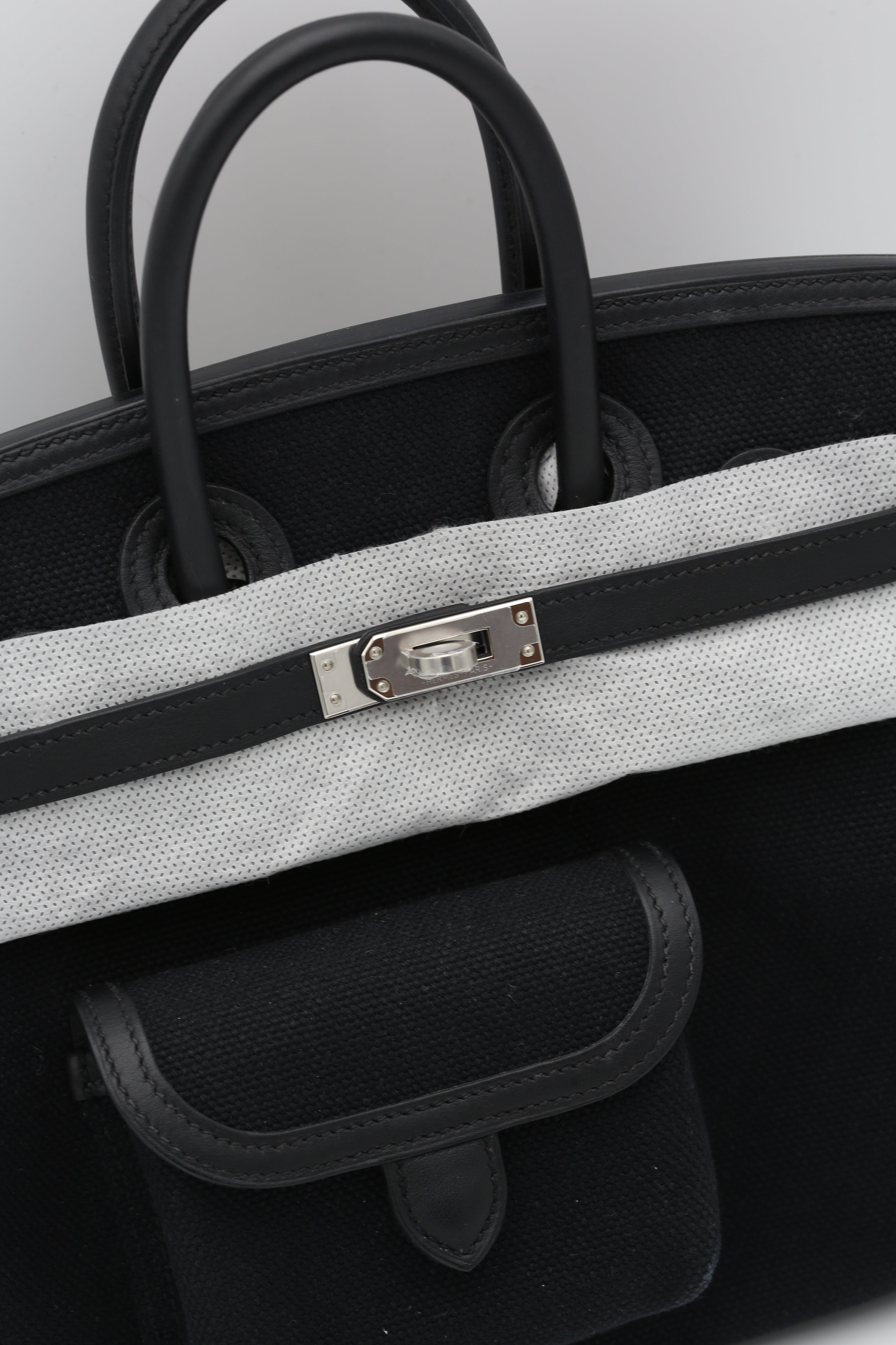 HERMÈS BIRKIN25 CARGO BLACK SILVER HARDWARE U STAMP