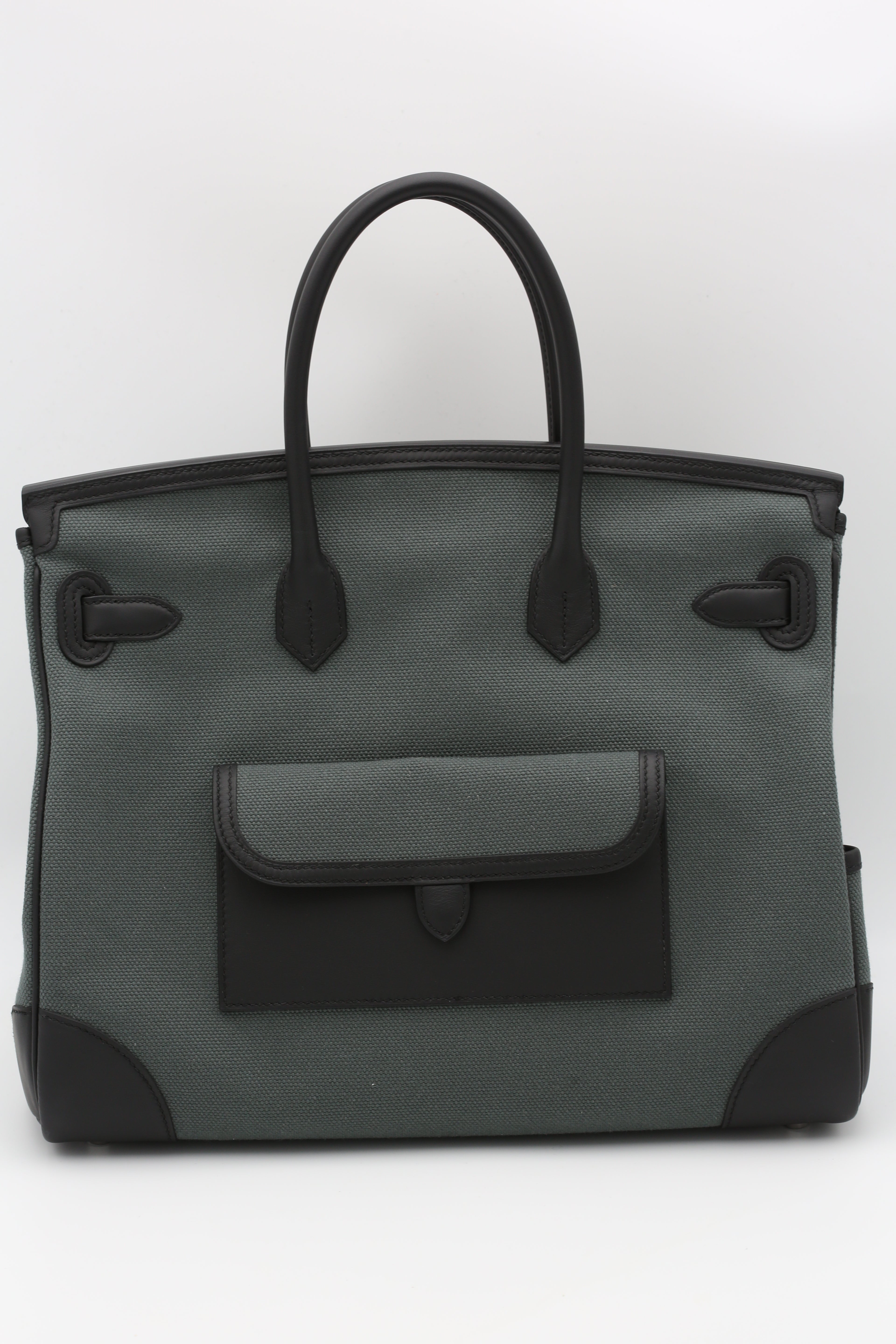 HERMÈS BIRKIN35 CARGO VERT MANGROVE CANVAS SILVER HARDWARE G STAMP