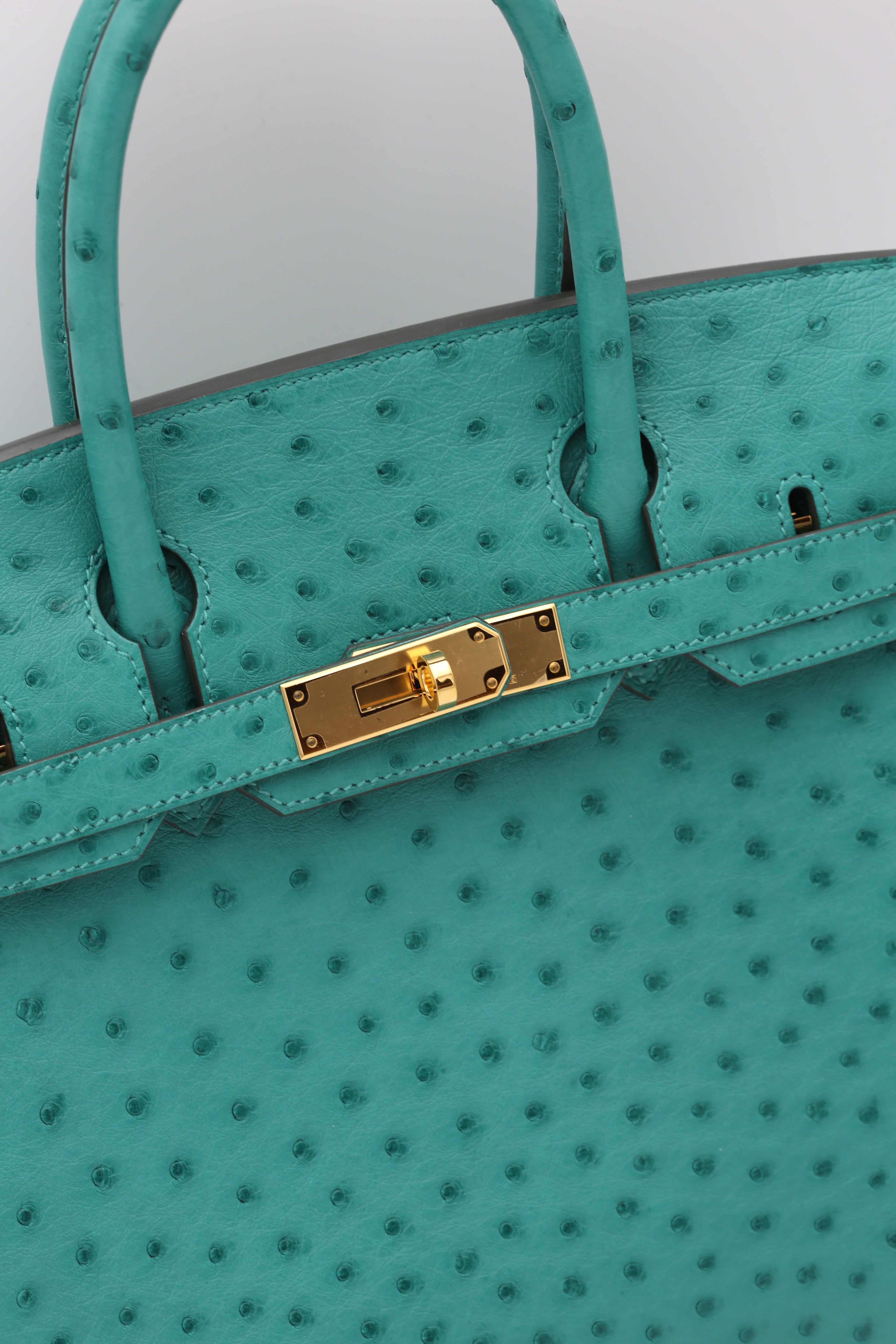 HERMÈS BIRKIN30 OSTRICH VERT VERONE GOLD D STAMP