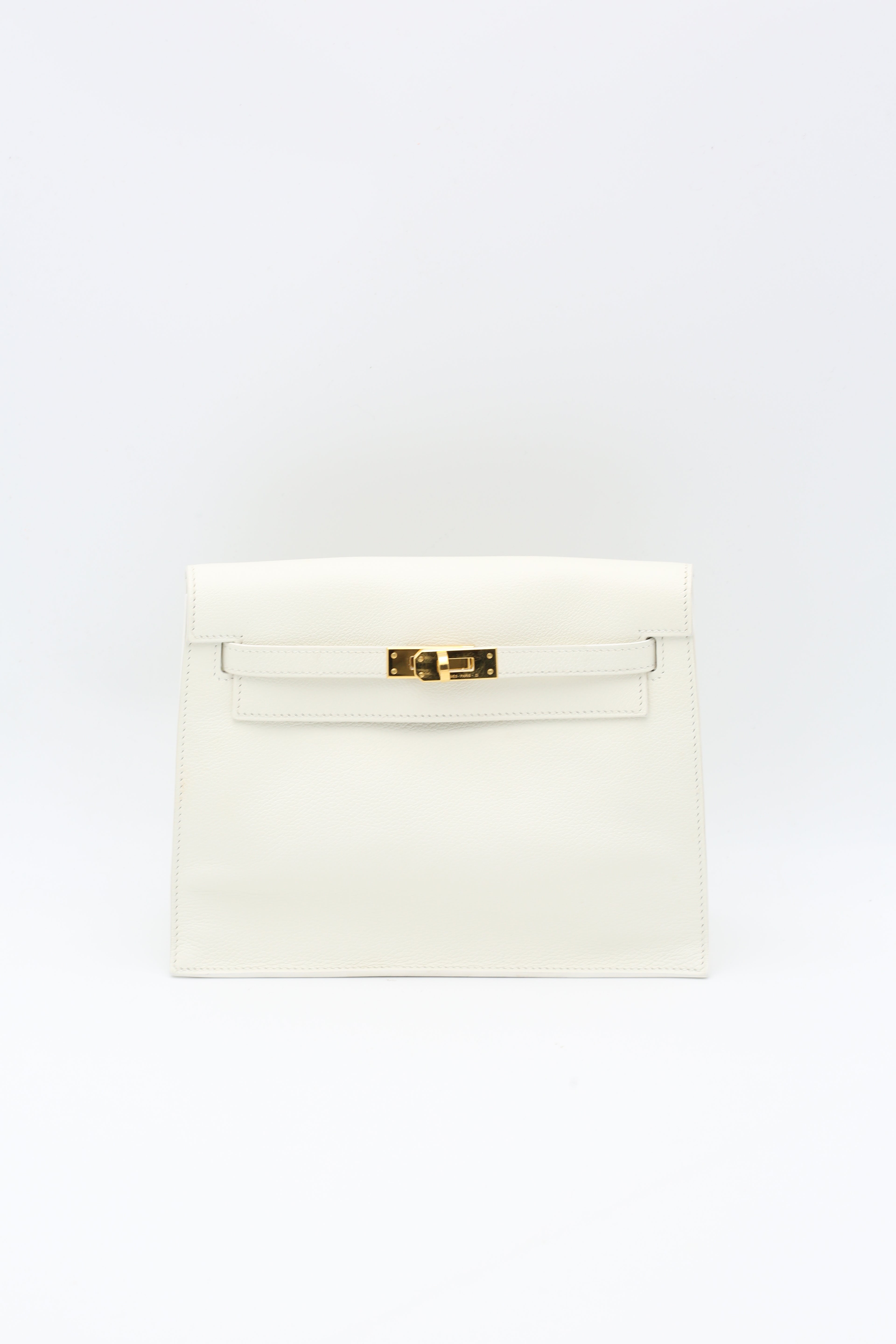 HERMÈS KELLY DANSE WHITE EVERCOLOR GOLD HARDWARE U STAMP