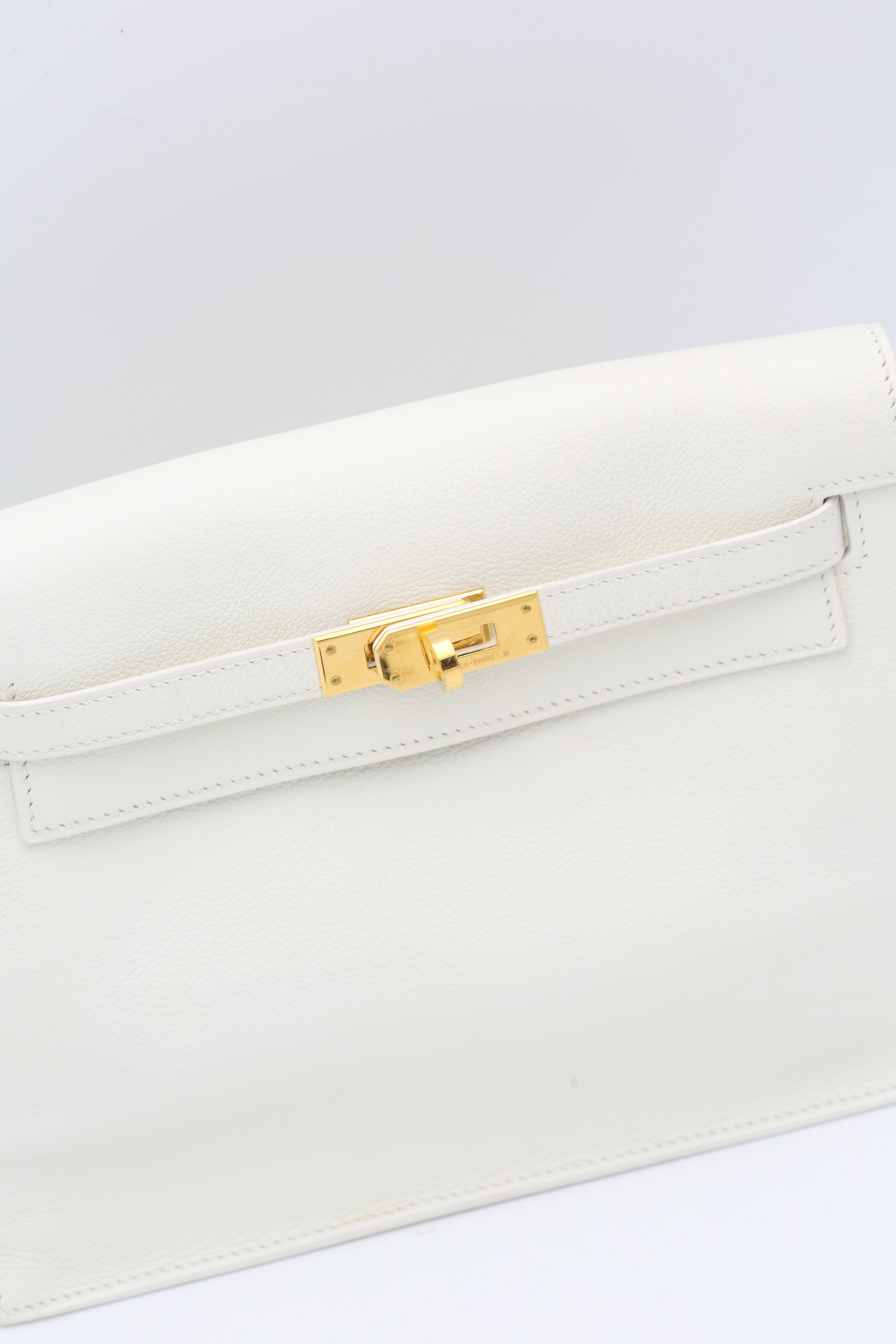 HERMÈS KELLY DANSE WHITE EVERCOLOR GOLD HARDWARE U STAMP