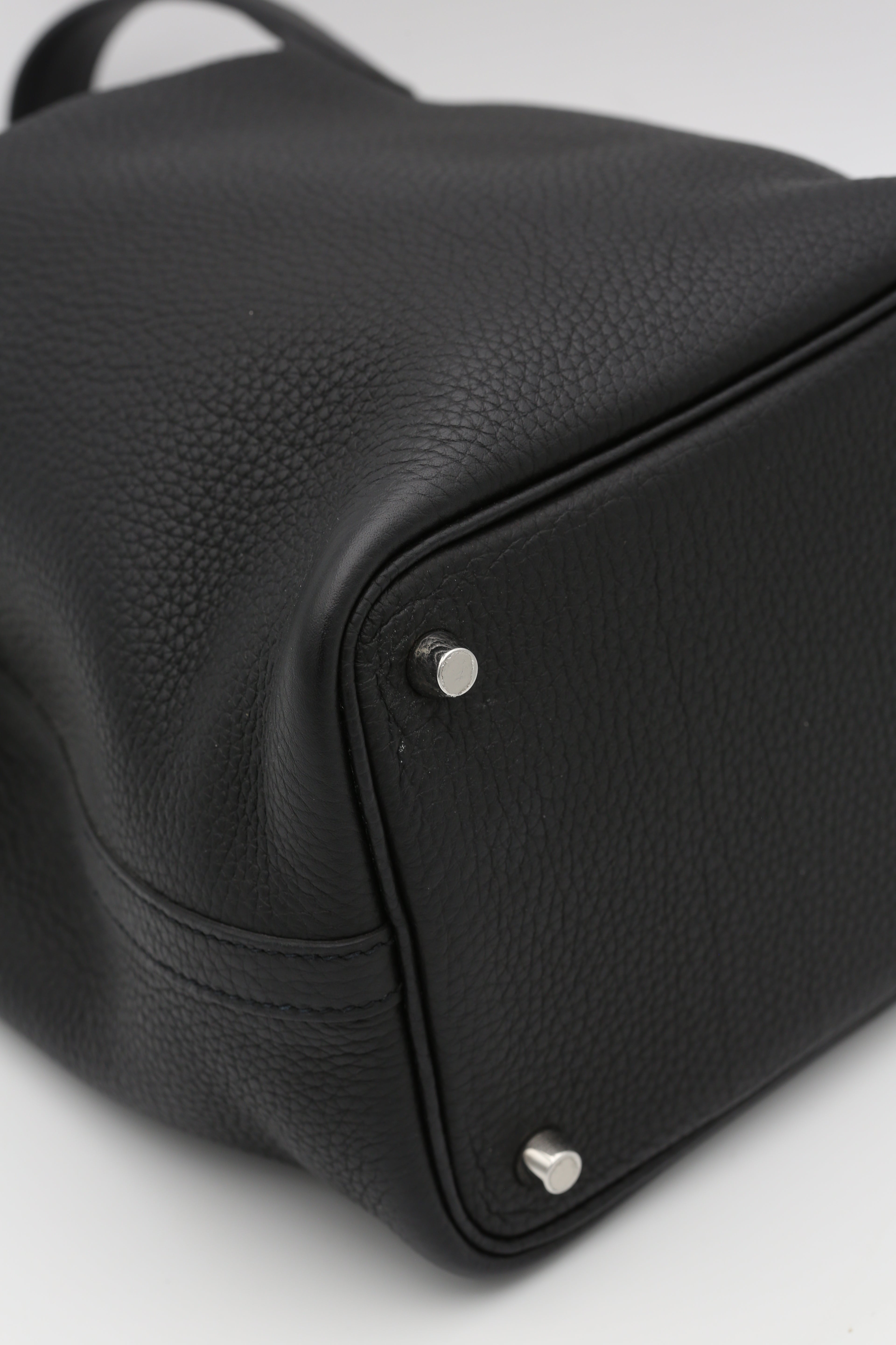 HERMÈS PICOTIN18 NOIR TOGO SILVER HARDWARE Z STAMP