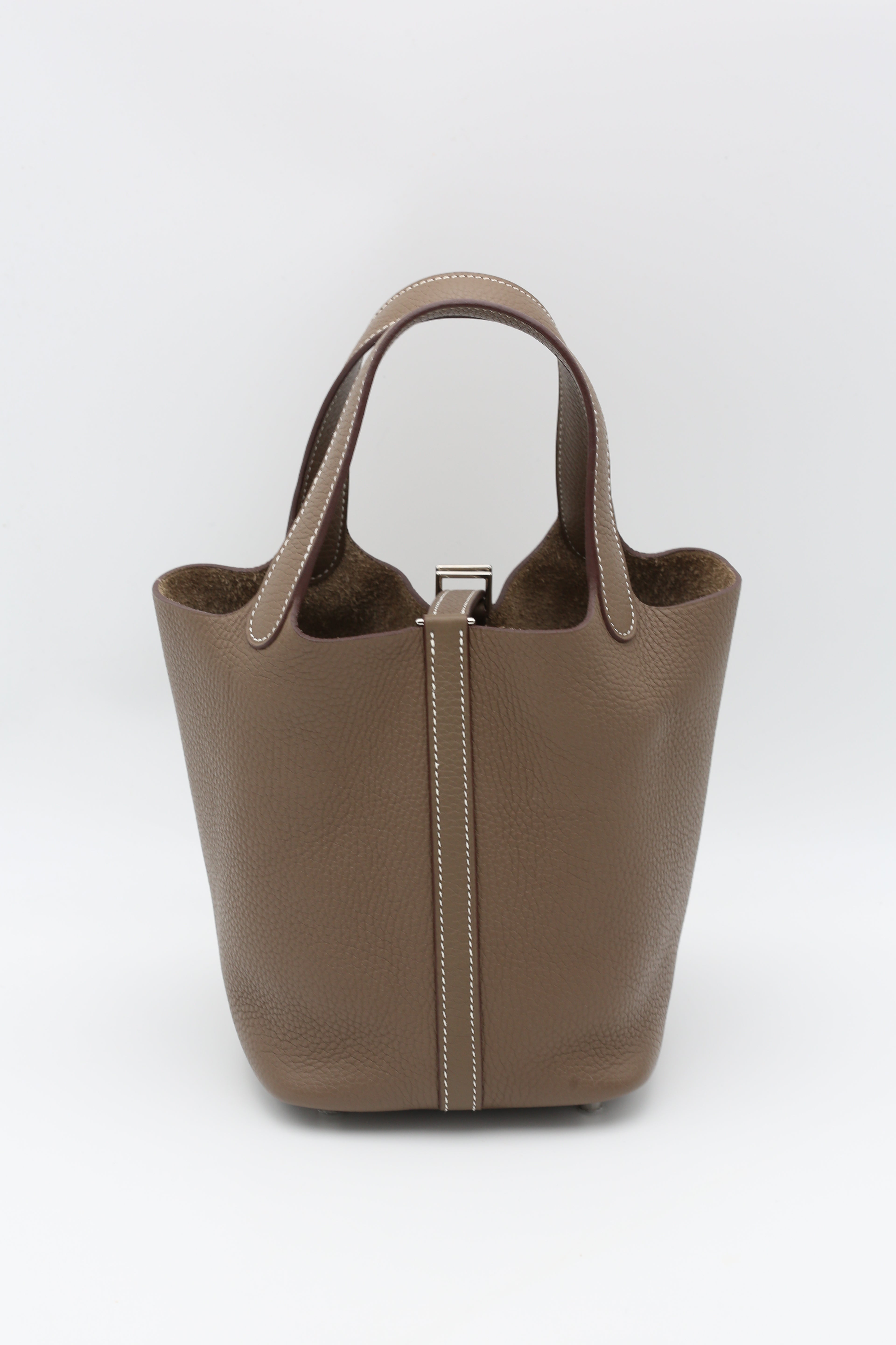 HERMÈS PICOTIN18 ETOUPE TOGO SILVER A STAMP