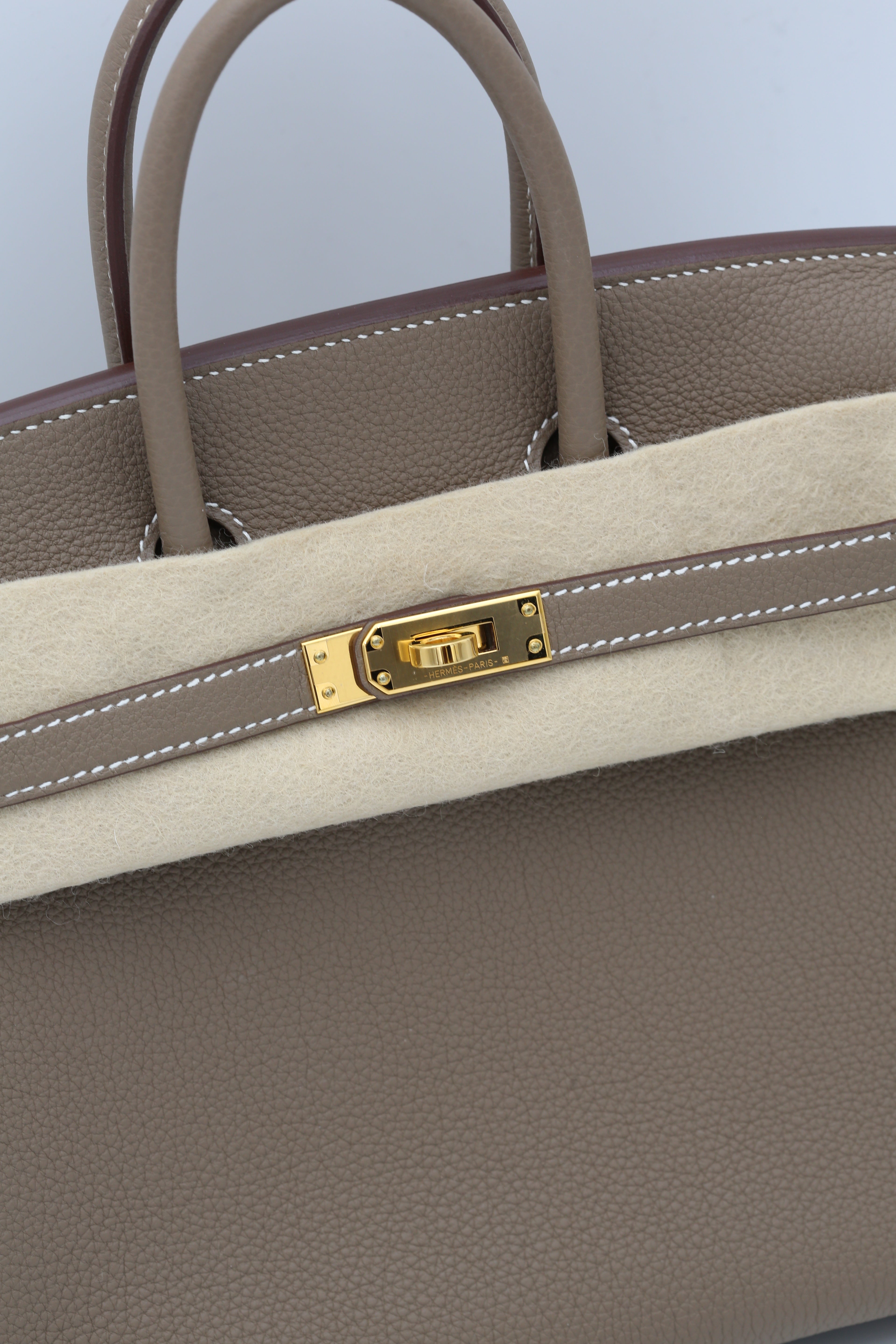 HERMÈS BIRKIN25 ETOUPE TOGO GOLD HARDWARE W STAMP