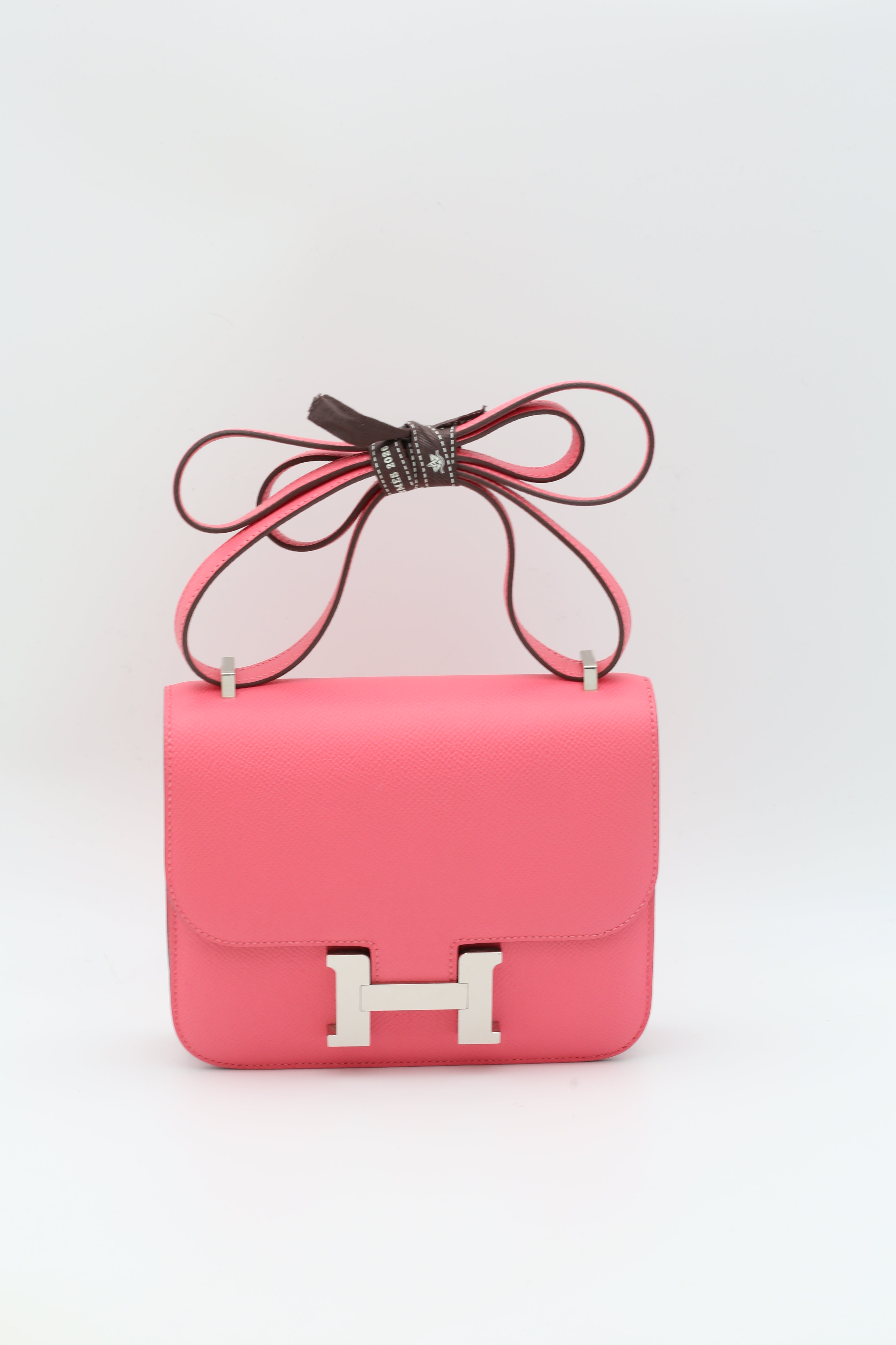 HERMÈS CONSTANCE19 ROSE AZALEE EPSOM SILVER HARDWARE W STAMP