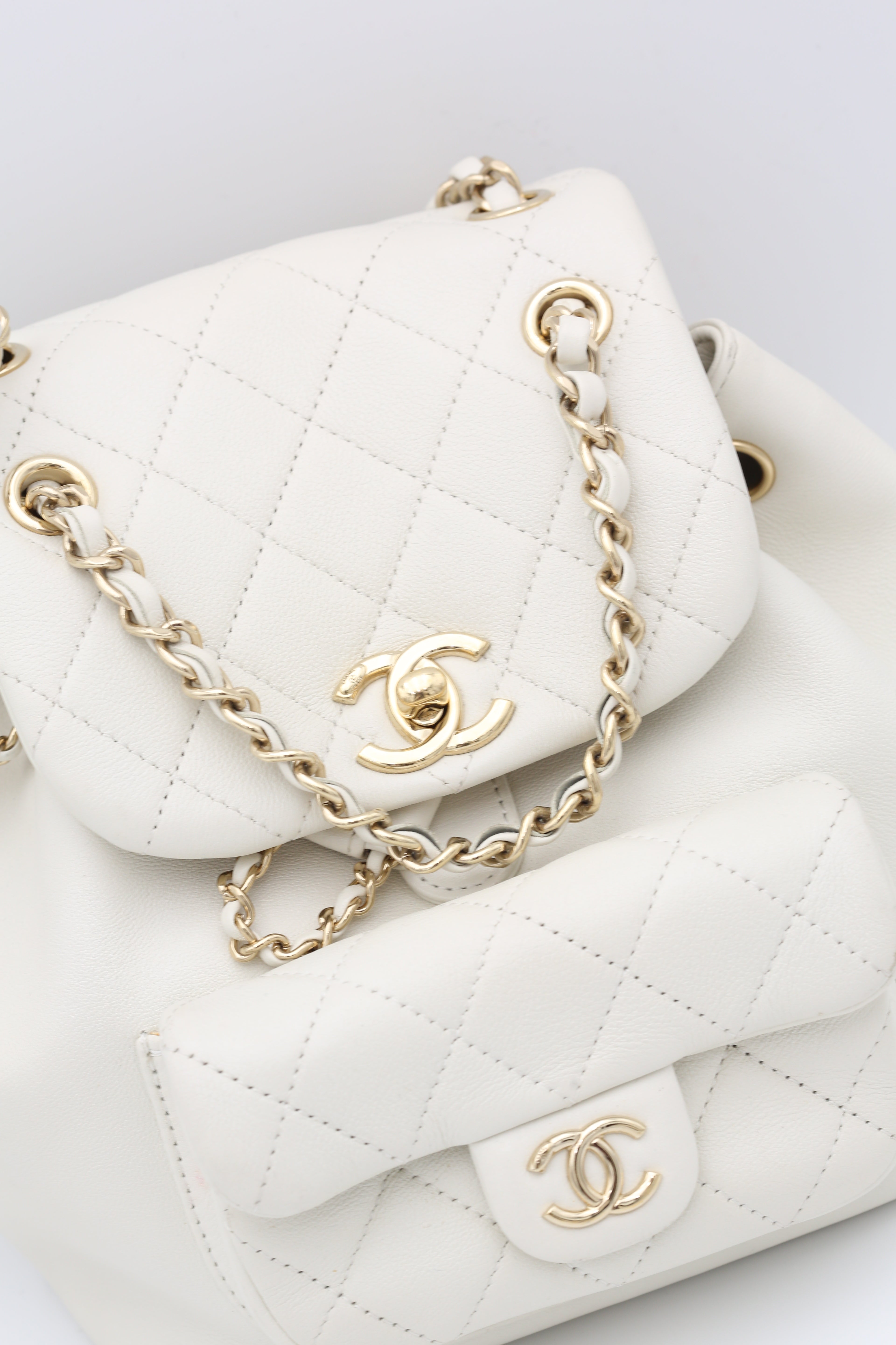CHANEL DUMA BAG WHITE GOLD HARDWARE