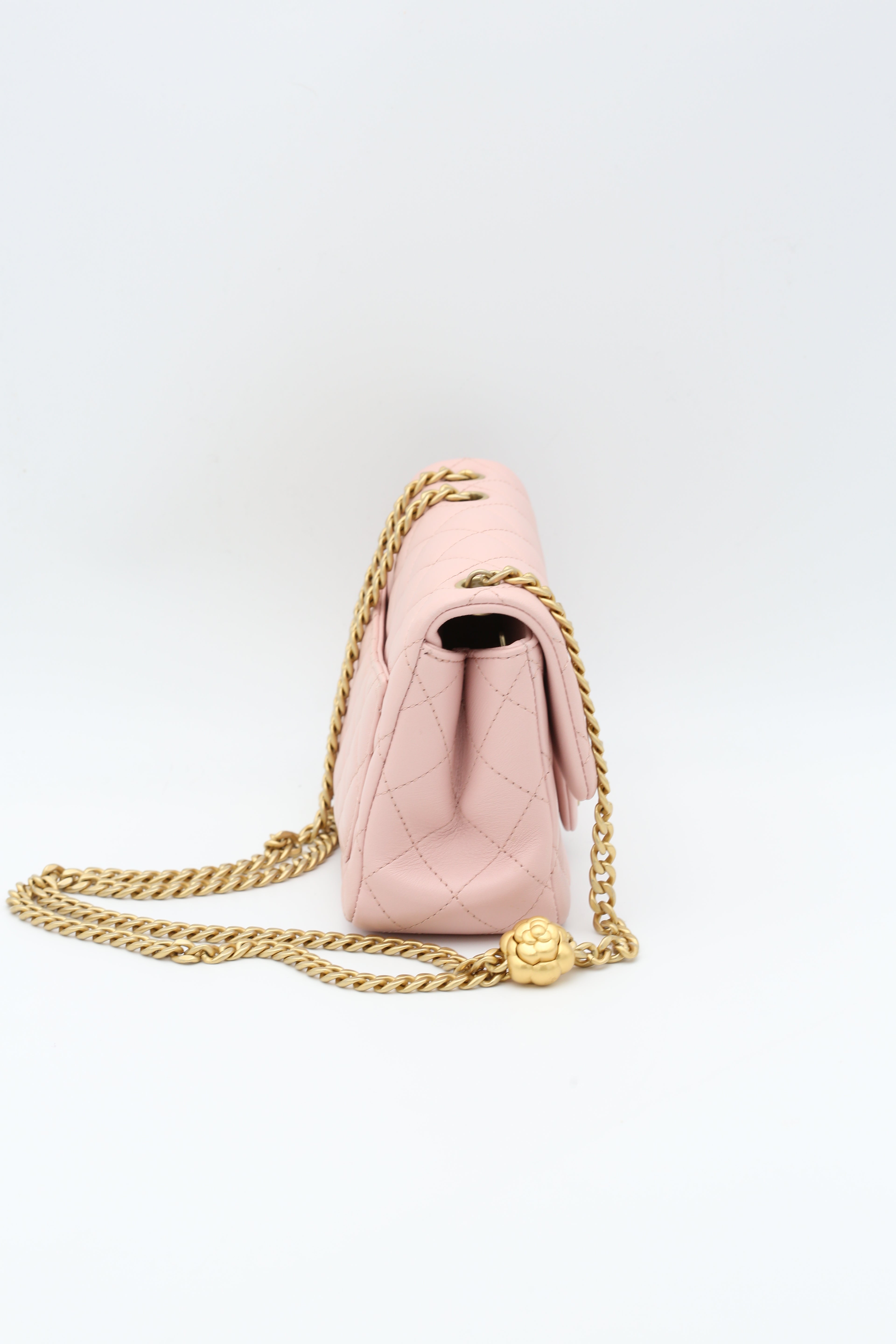 CHANEL MINI SQUARE FLAP BAG LIGHT PINK GOLD HARDWARE