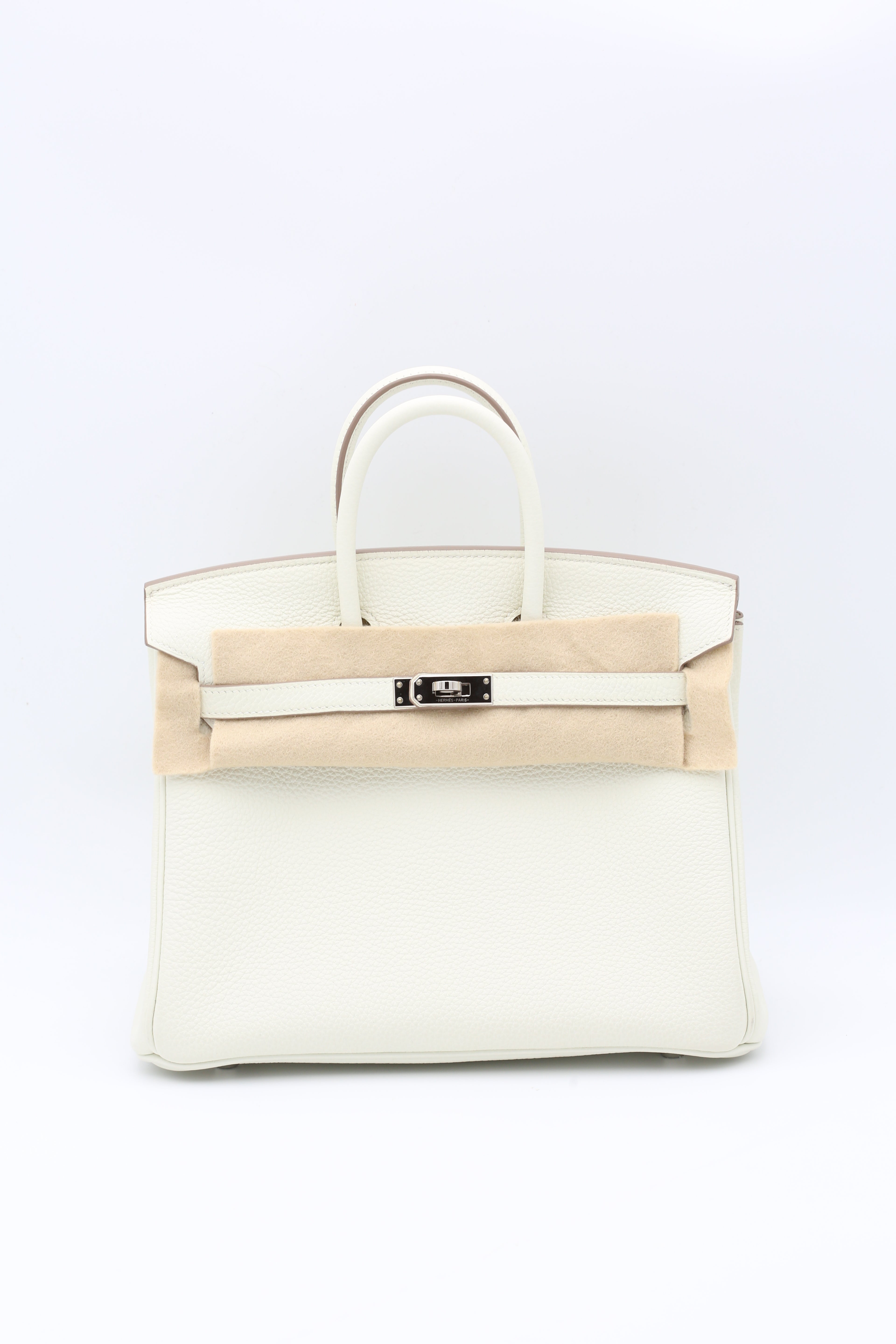 HERMÈS BIRKIN25 MUSHROOM 0T TOGO SILVER HARDWARE B STAMP