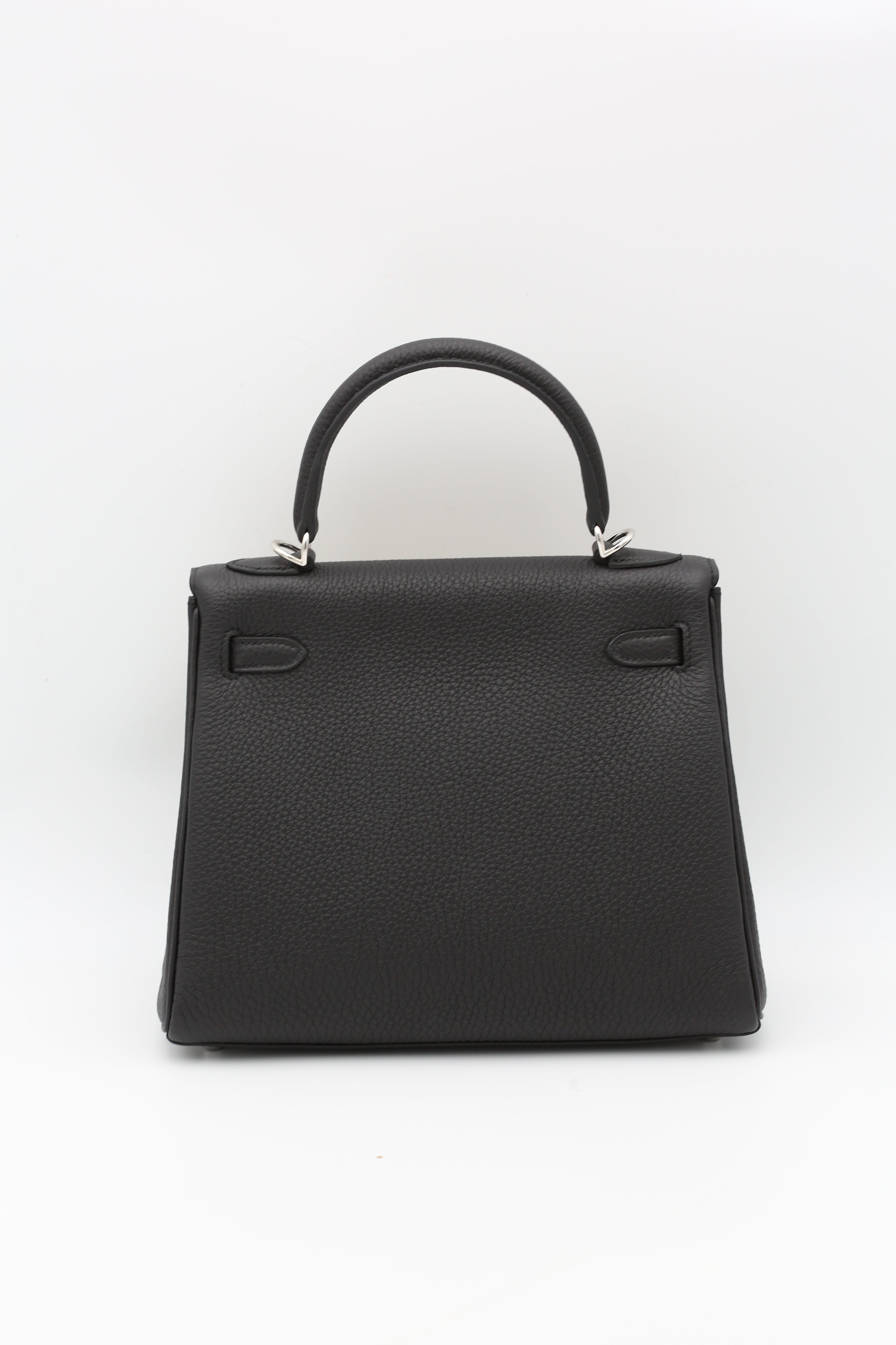 HERMÈS KELLY25 BLACK TOGO SILVER HARDWARE G STAMP