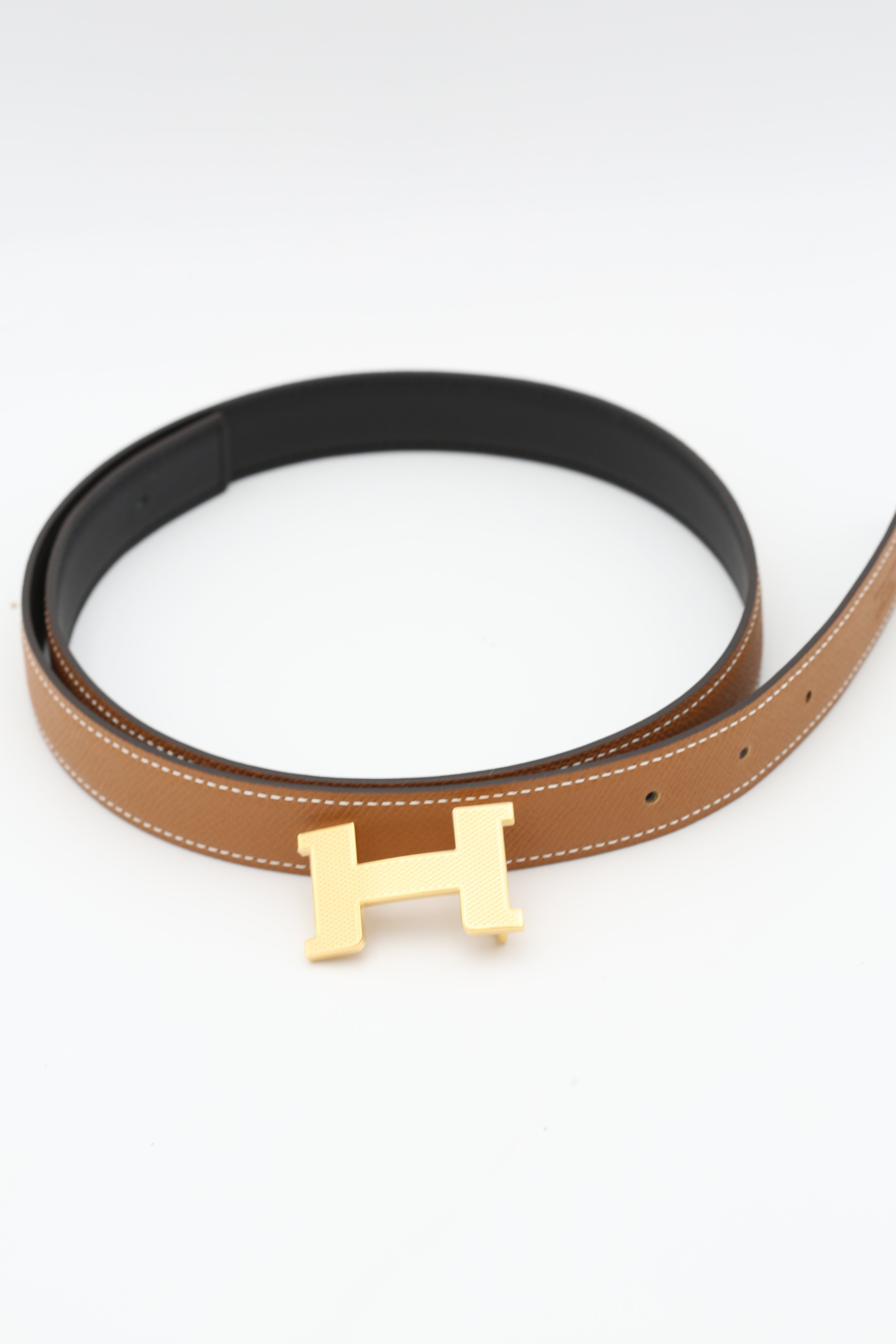 HERMÈS H BELT BUCKLE & REVERSIBLE LEATHER STRAMP 32MM YELLOW GOLD