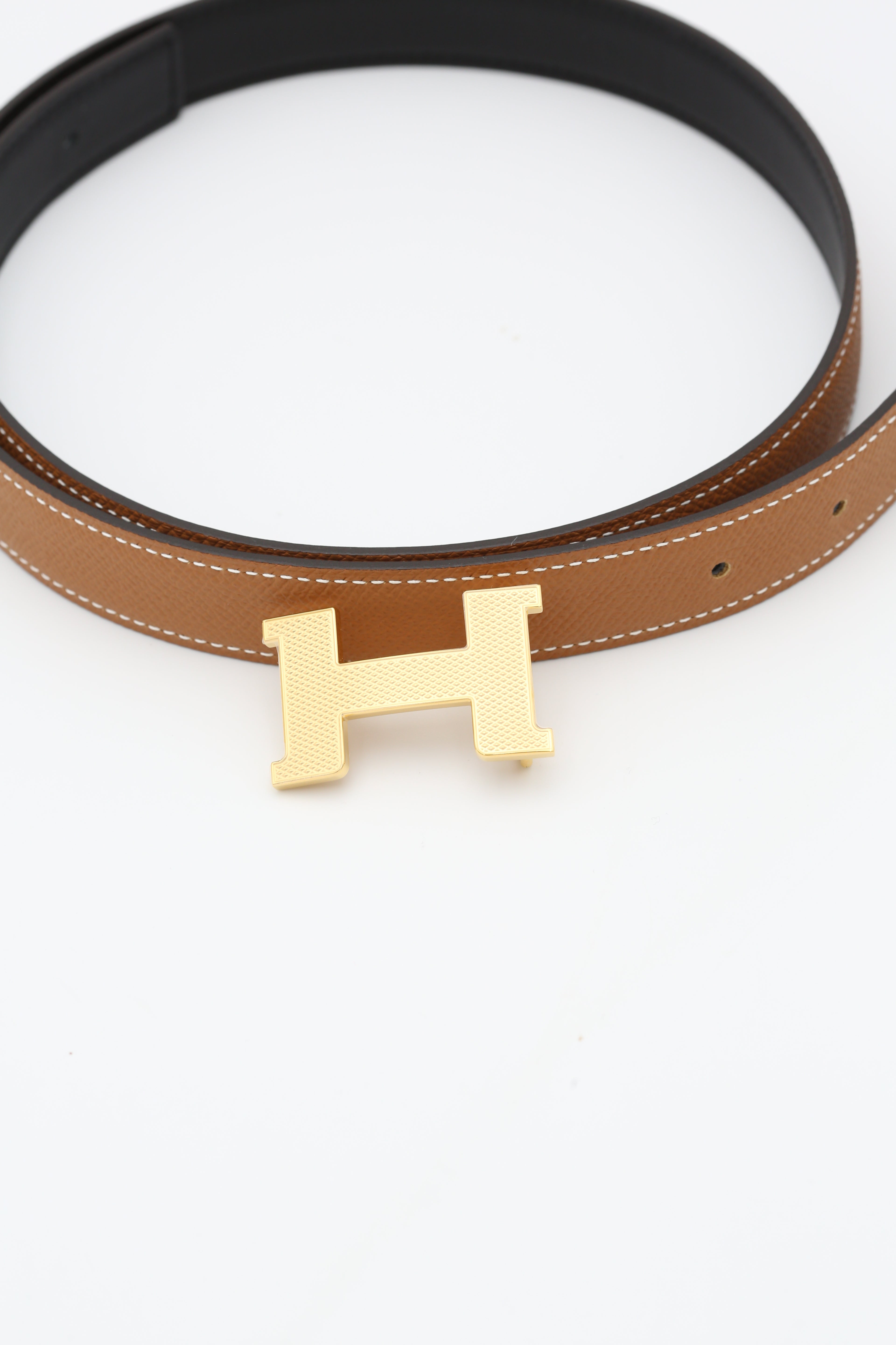 HERMÈS H BELT BUCKLE & REVERSIBLE LEATHER STRAMP 32MM YELLOW GOLD