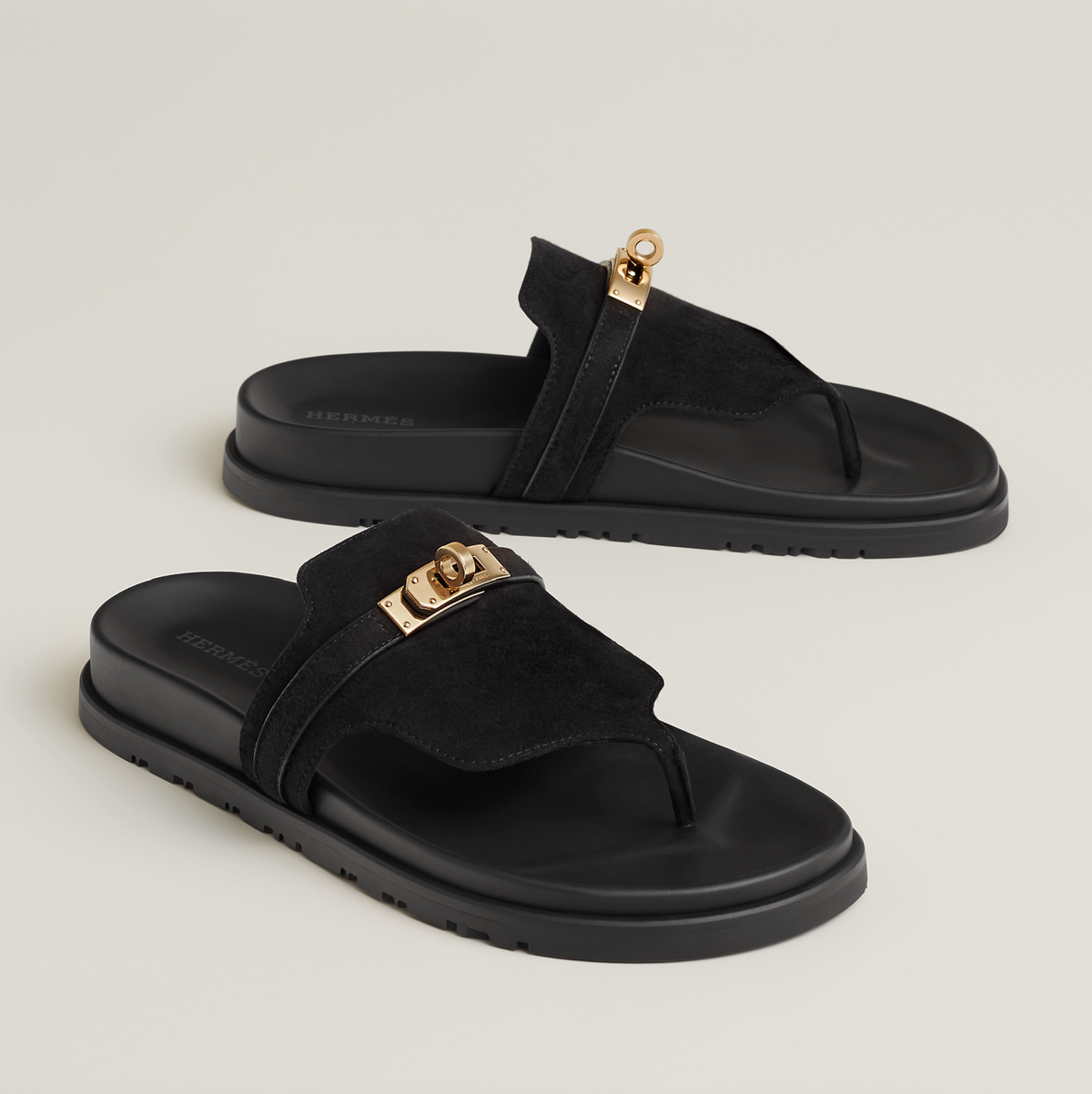 HERMÈS KELLY SANDAL BLACK GOLD SIZE 40