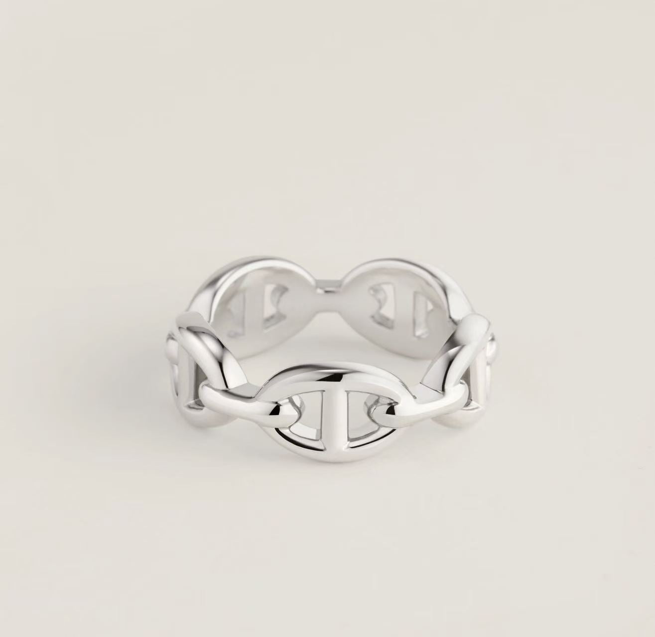 HERMÈS CHAINE D'ANCRE ENCHAINEE RING IN SILVER SIZE 54