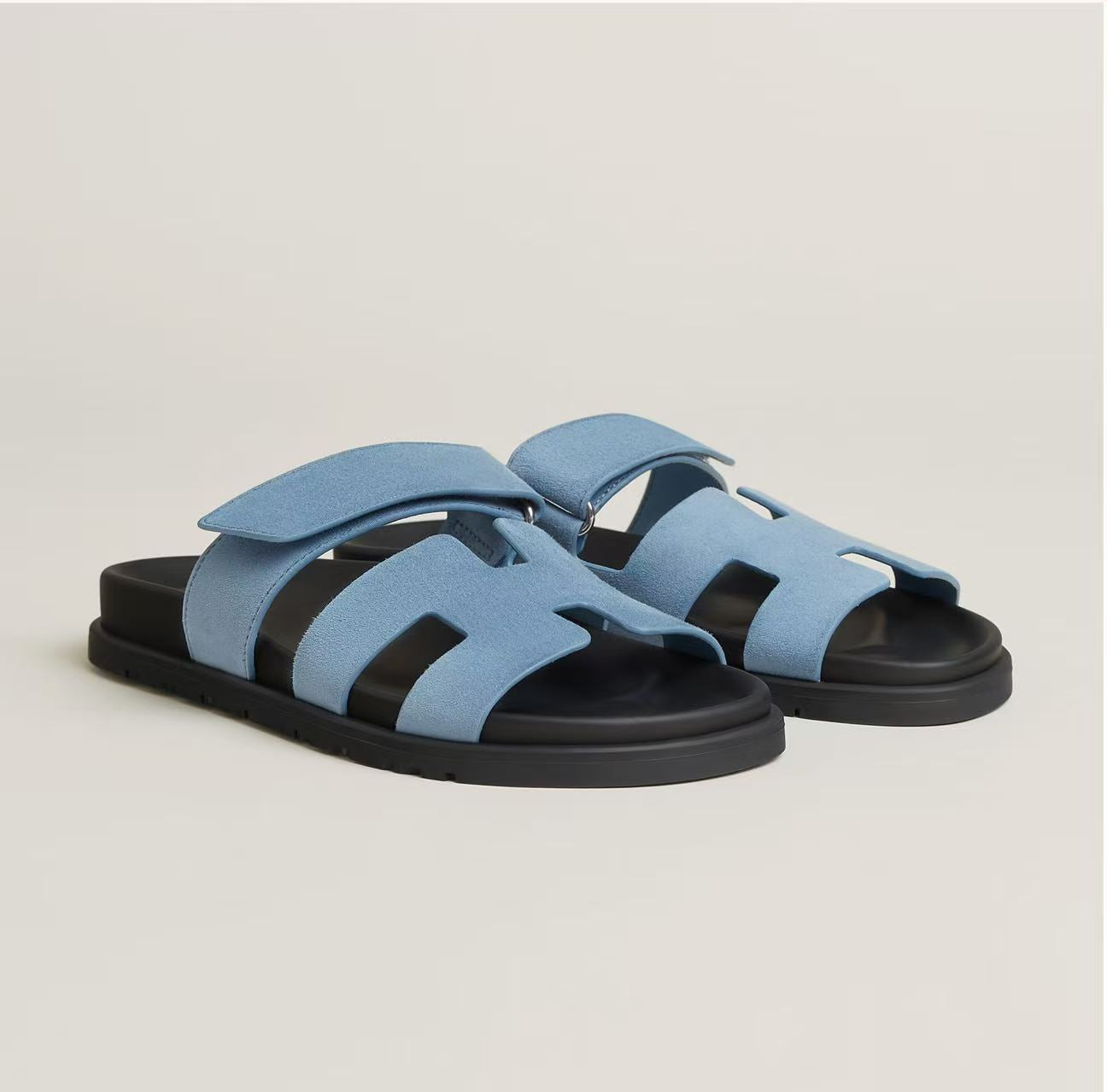 HERMÈS CHYPRE SANDAL BLEU JEAN SIZE 37