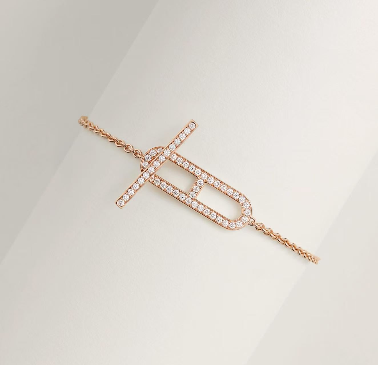 HERMÈS EVER CHAINE D'ANCRE BRACELET ROSE GOLD DIAMONDS