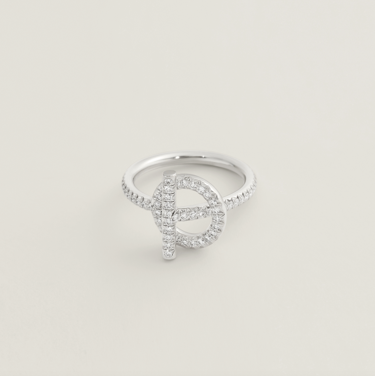 HERMÈS ECHAPPEE RING WHITE GOLD SET WITH DIAMONDS SIZE 52