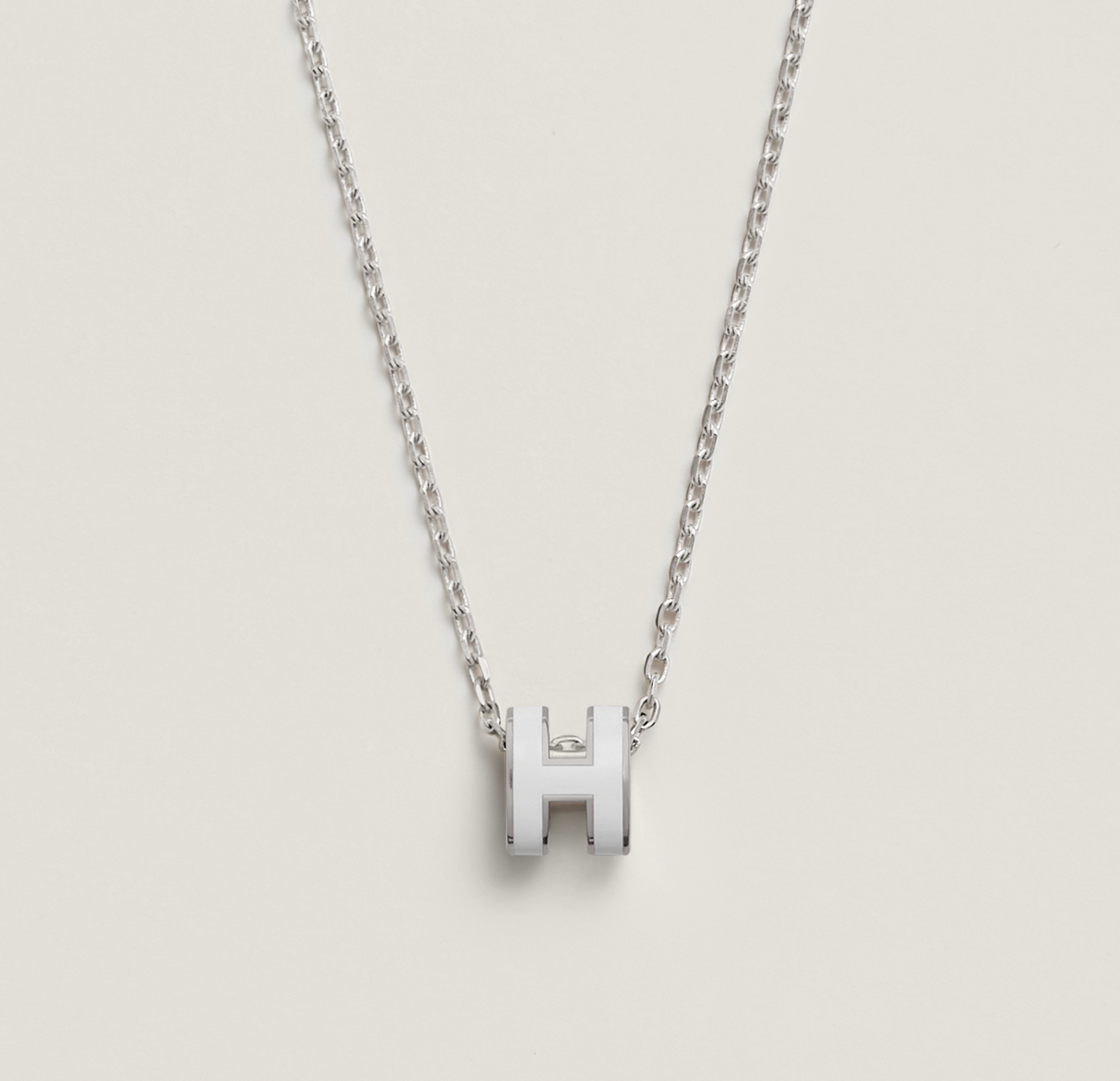 HERMÈS MINI POP H PENDANT BLANC SILVER